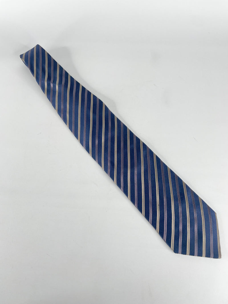 Giorgio Armani Navy Blue Silk Striped Tie