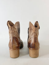 Atelier Deep Tan Stud & Rhinestone Embossed Ankle Boots - EU37