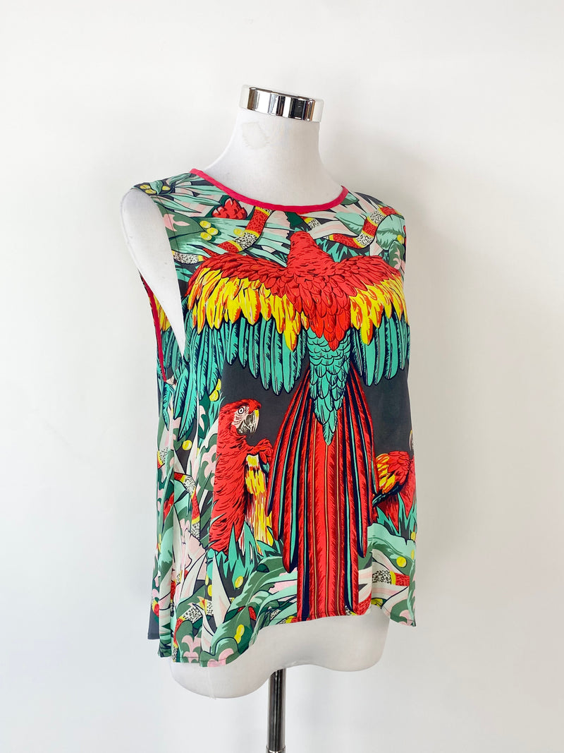 Alice McCall Silk Parrot Print Vest - AU10