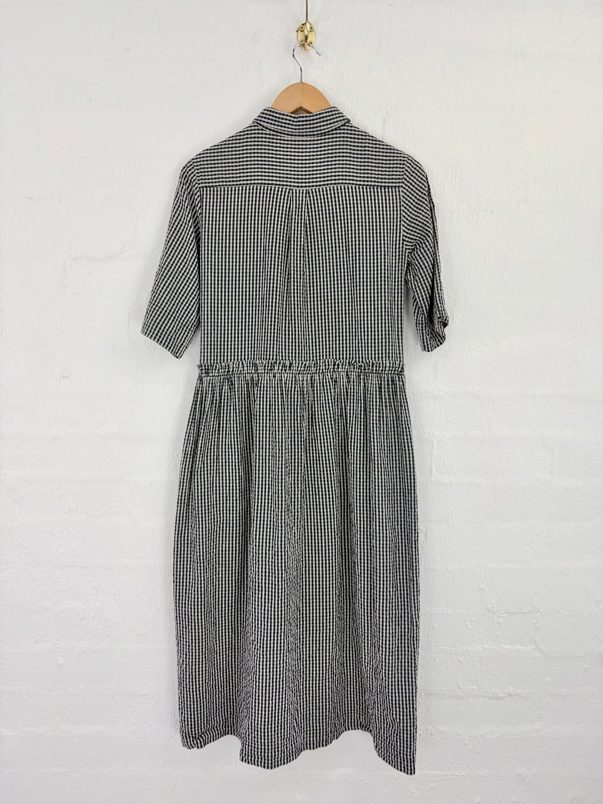 Toast Olive, Cream & Navy Seersucker Gingham Dress - AU8/10