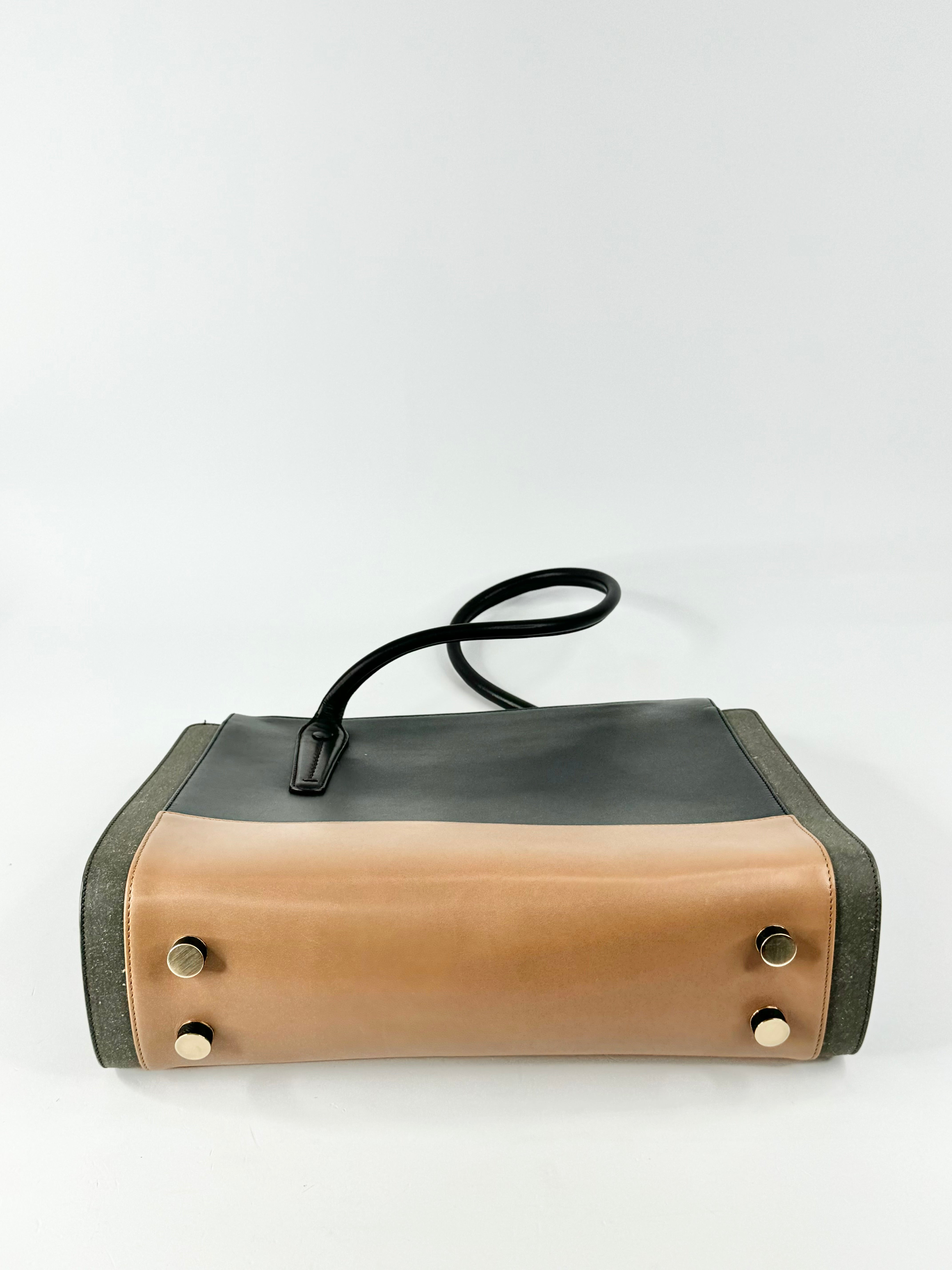 Bally Black Grey & Tan Tricolour Tote Bag