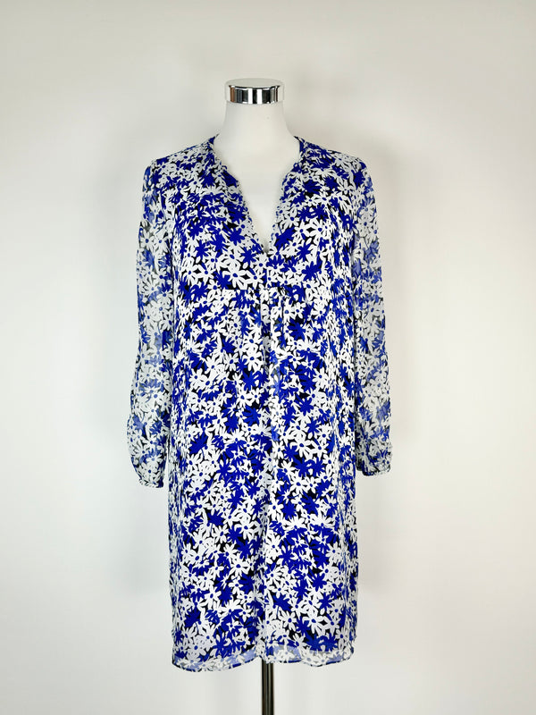 Diane von Furstenberg Electric Blue & White Daisy Pattern Dress - AU10