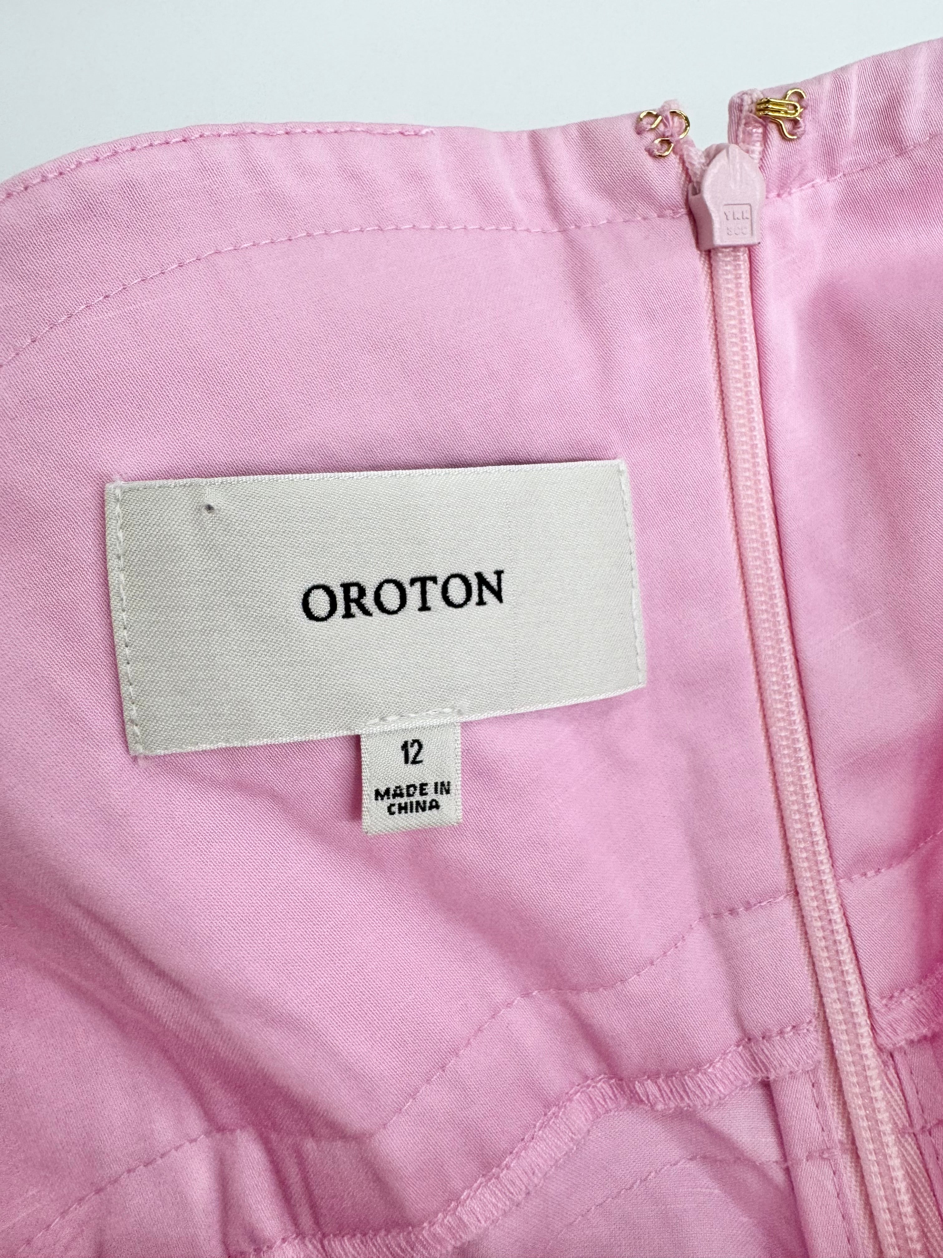 Oroton Blossom Pink Scallop Hem Summer Dress - AU12
