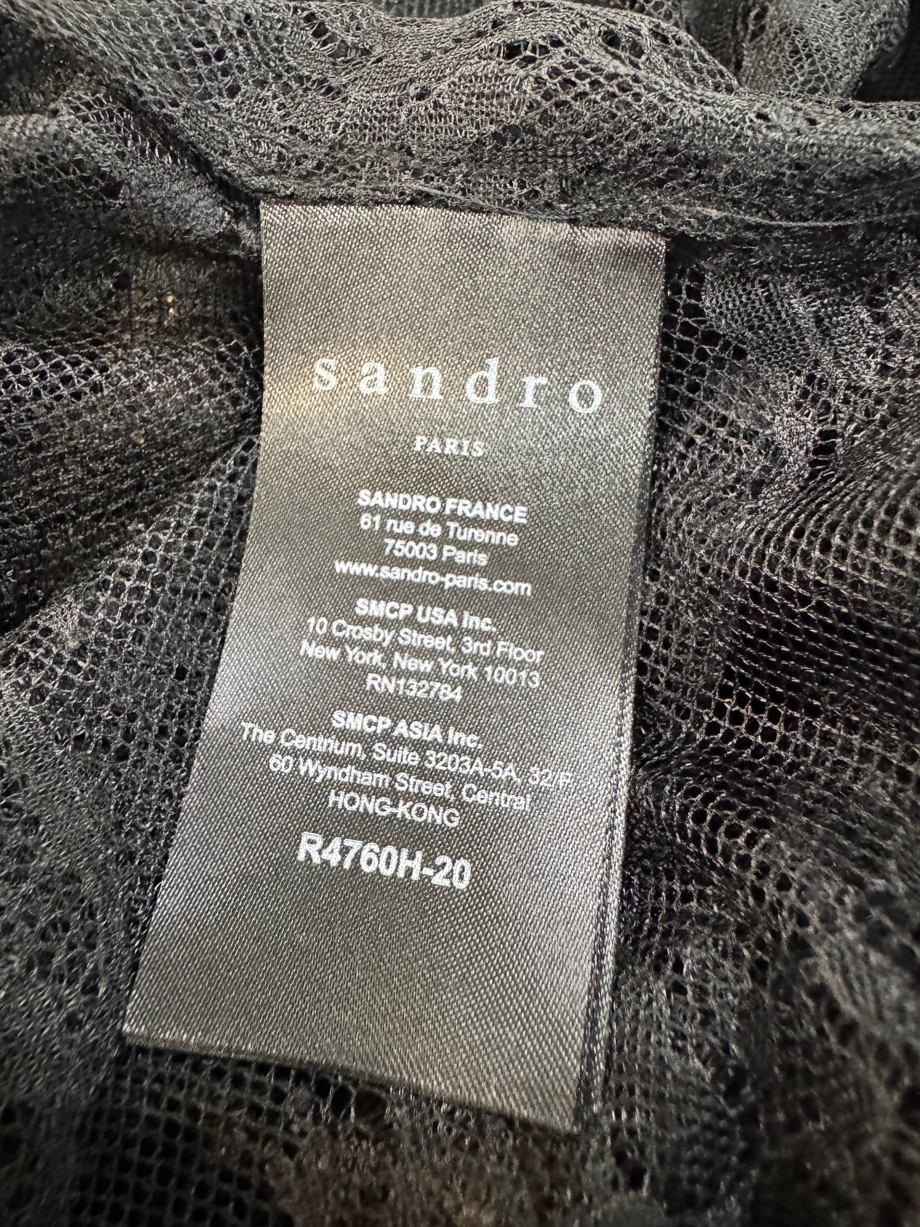 Sandro Black White & Beige Lace Maxi Dress - AU12