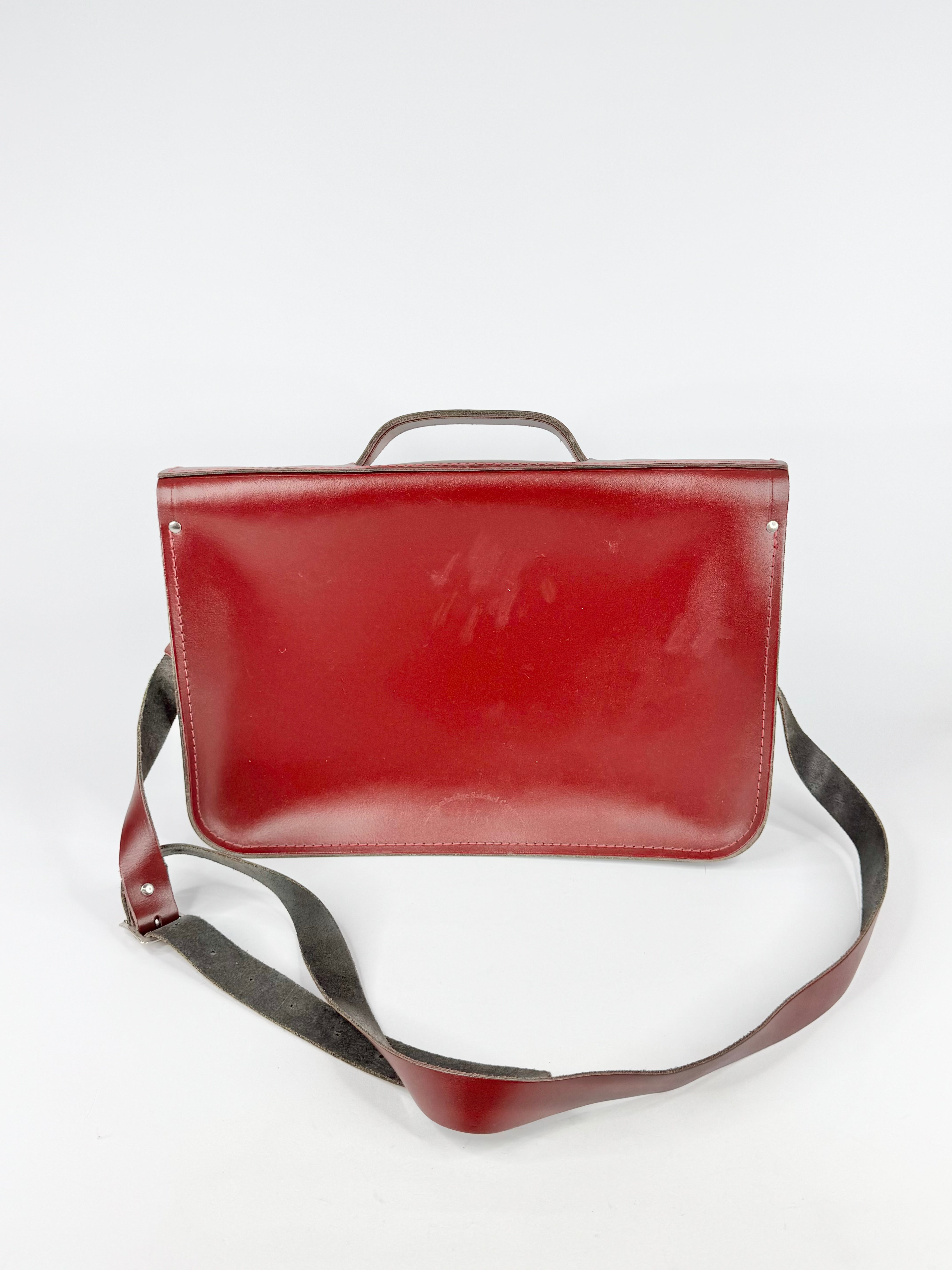 The Cambridge Satchel Company Oxblood Red & Tartan Contrast Messenger Bag