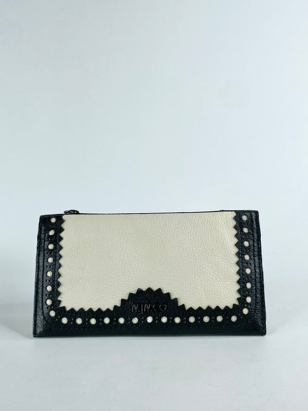 Mimco Black & White Brogue Patterned Wallet