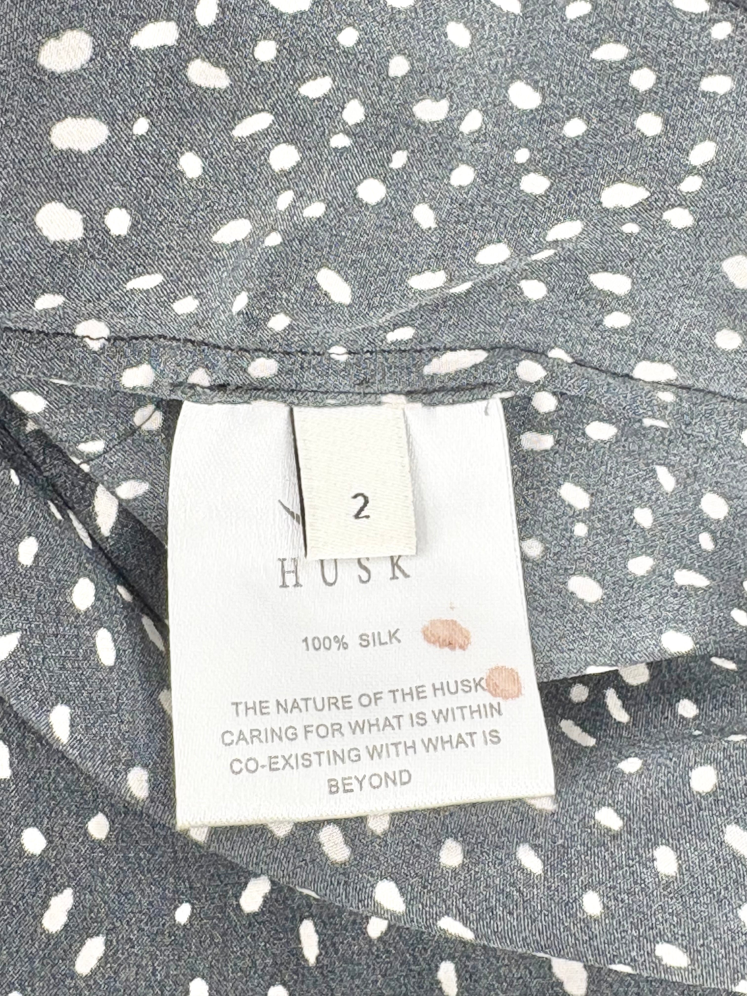 Husk Black & White Summer Dot Silk Dress - AU10