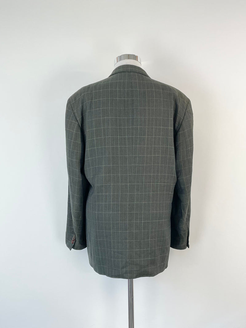 Vintage Ermenegildo Zegna Charcoal Check Pattern Blazer - 42R