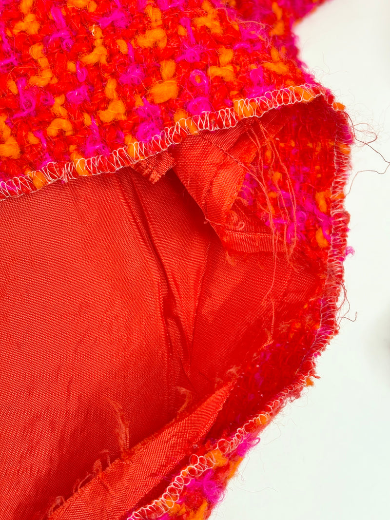 Vintage 60s Allen Gar Fuchsia & Orange Woven-Wool Dress - AU8
