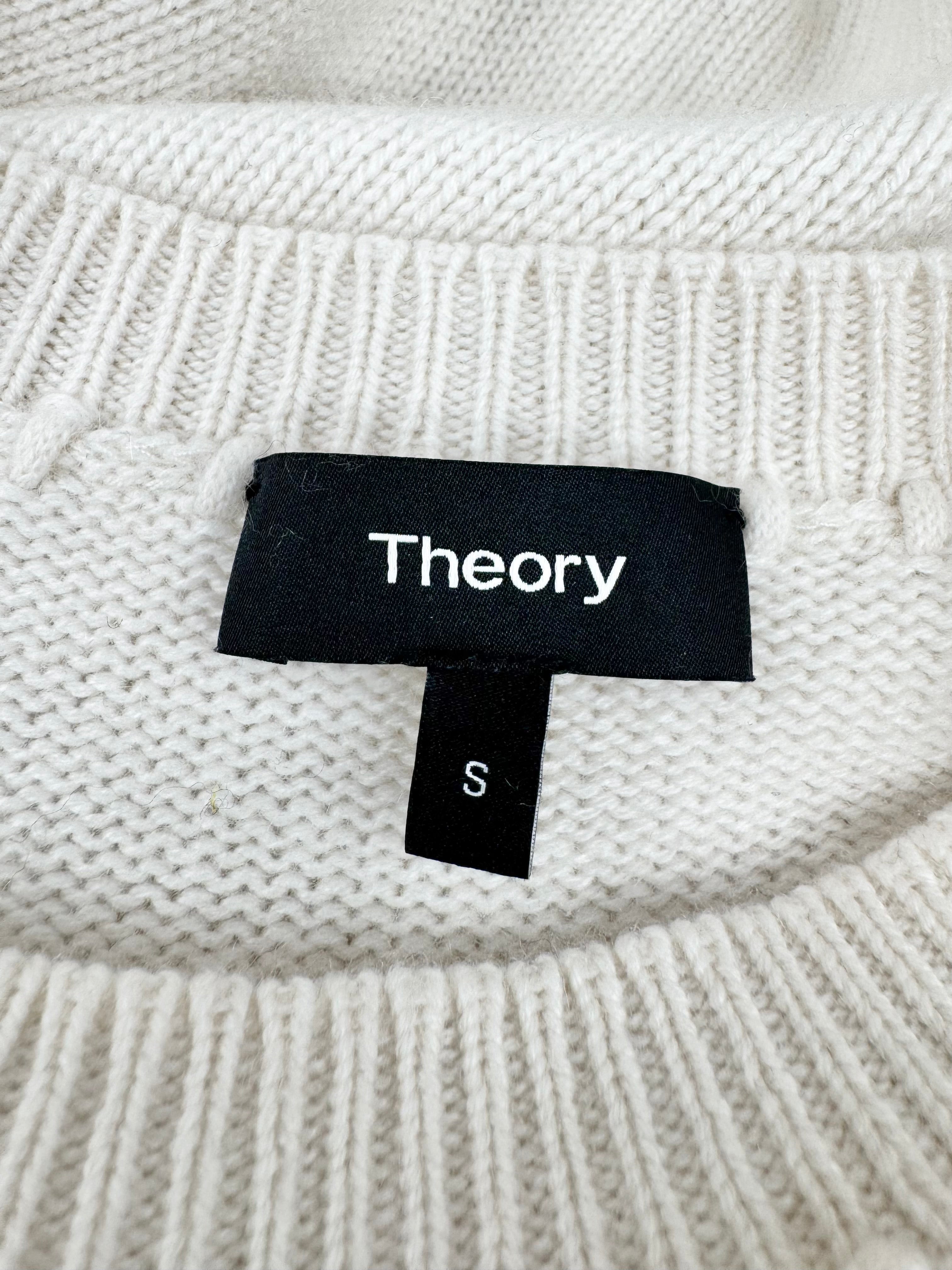 Theory Pale Cream Cashmere Whipstitch Sweater - AU8/10