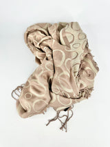 Taupe & Cream 'O' Monogram Cashmere Scarf
