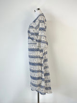 Hoss Blue & White Sheer Cotton Wrap Dress - AU8