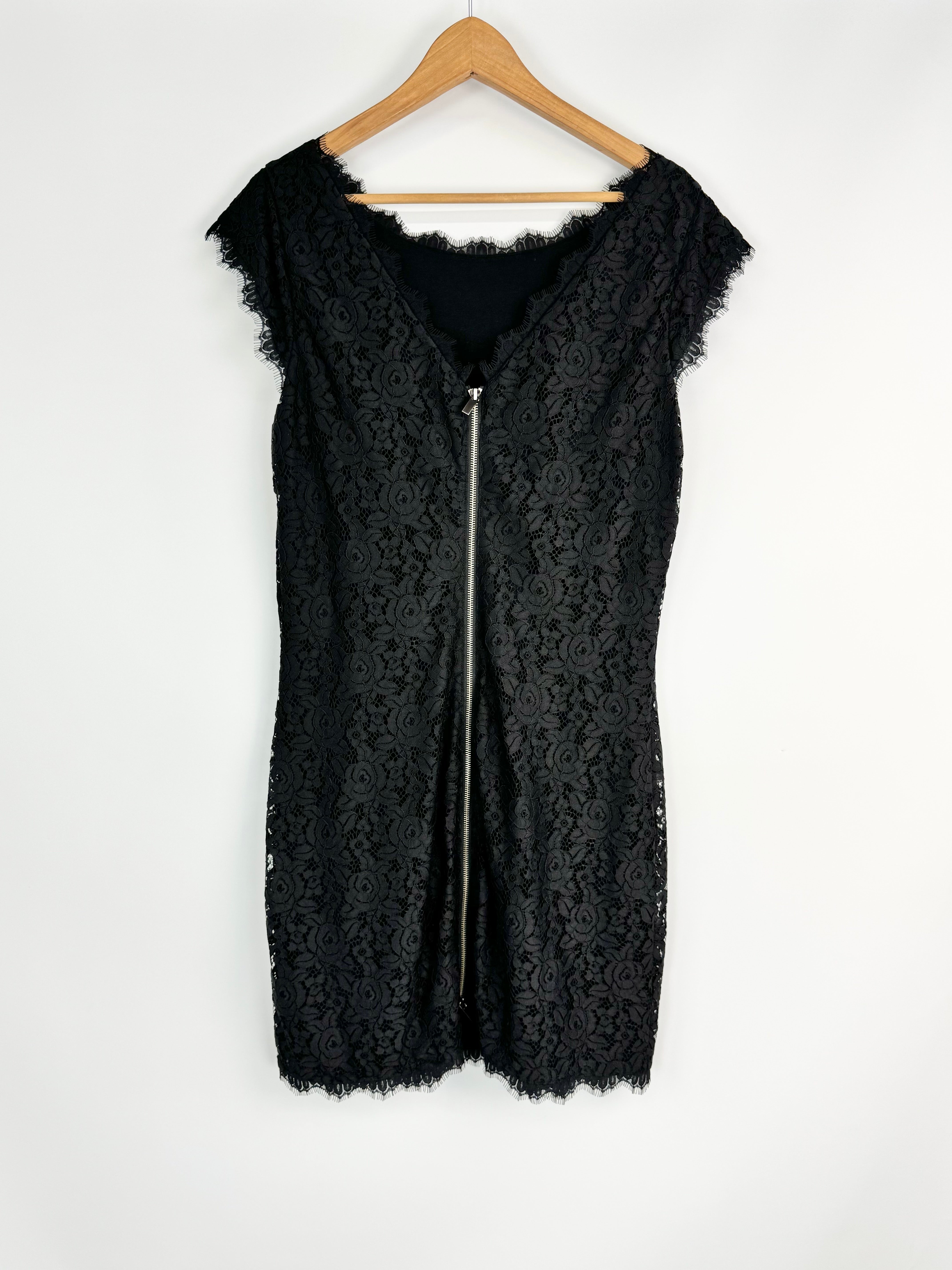 Diane Von Furstenberg Black Lace Dress - AU14