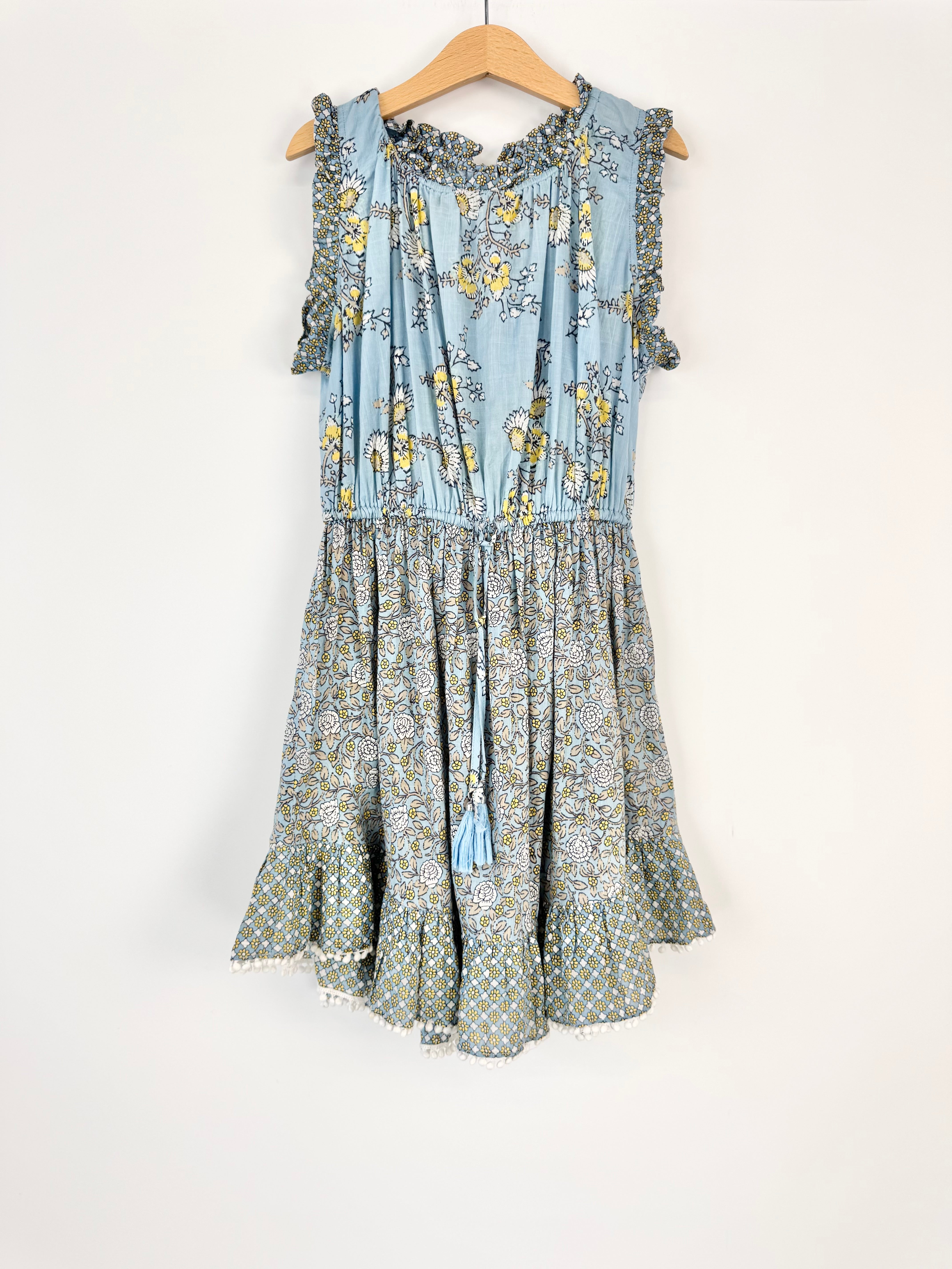 Zimmermann Kids Blue Patterned Cotton Dress - 10