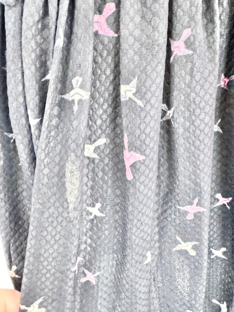 Isabel Marant Midnight Blue Bird Print Silk Dress - AU6/8