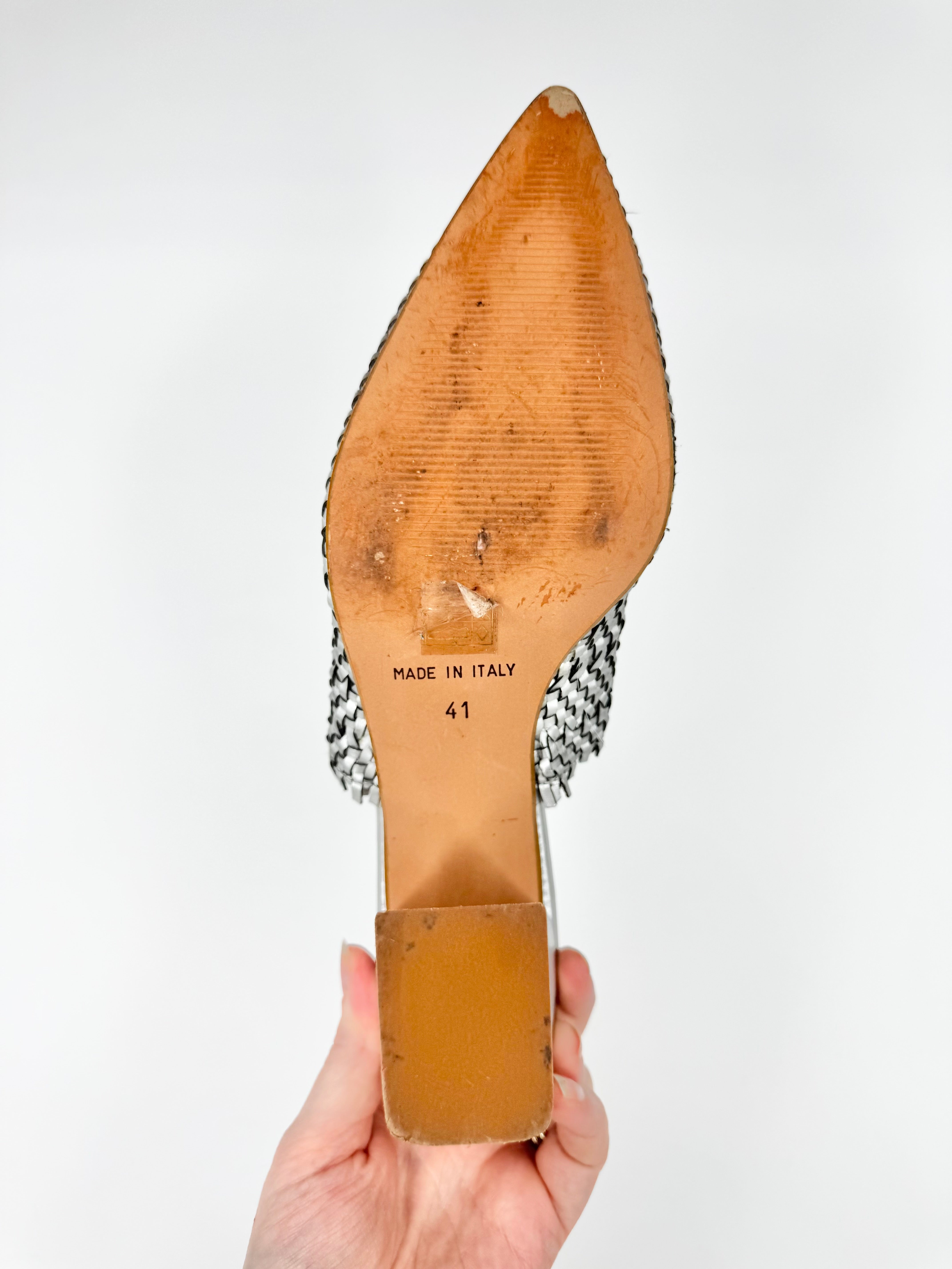 Christian di Riccio Silver Woven Mules - EU41