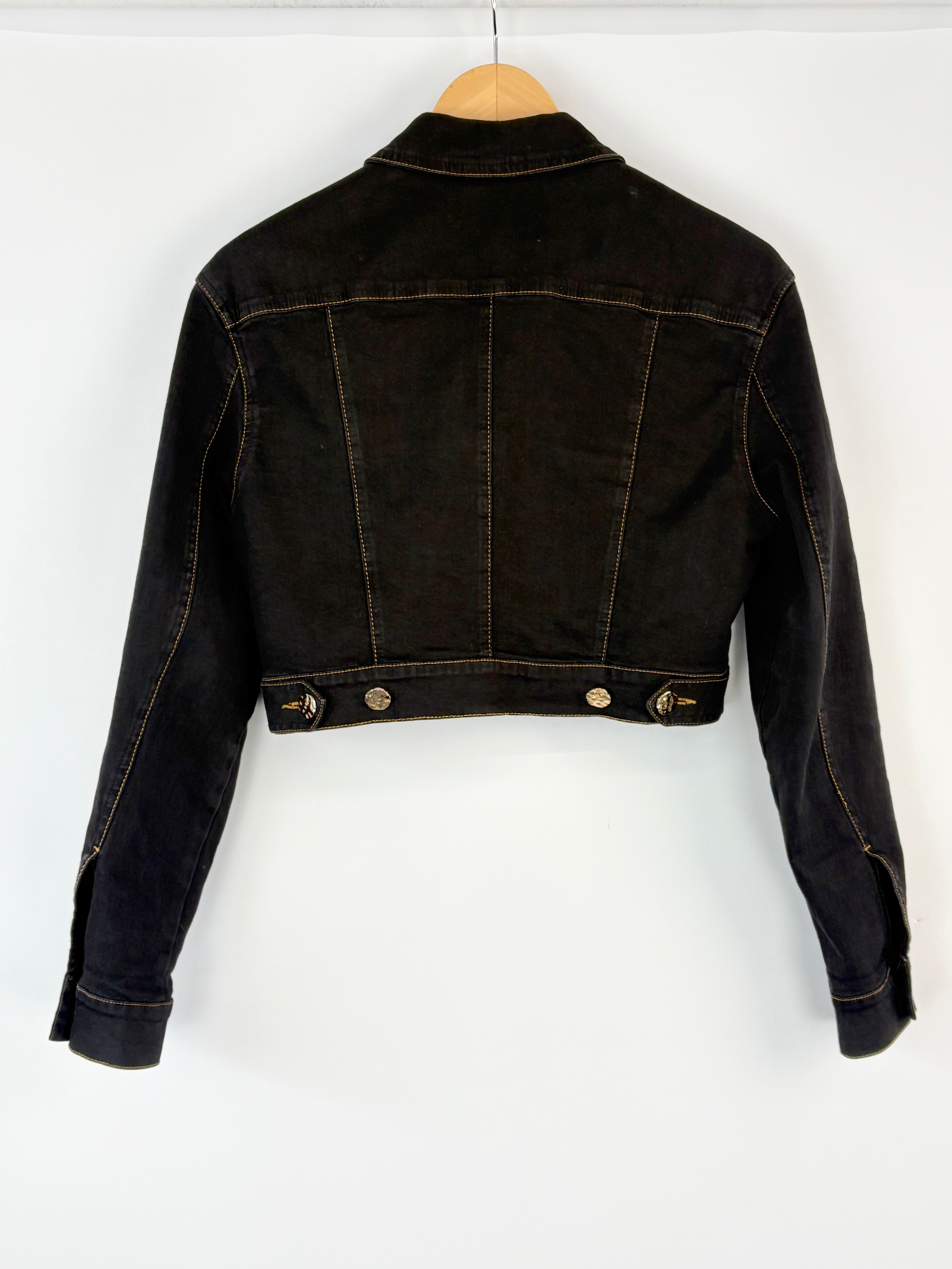 Sabina Musayev Black Denim Cropped Jacket - AU6/8