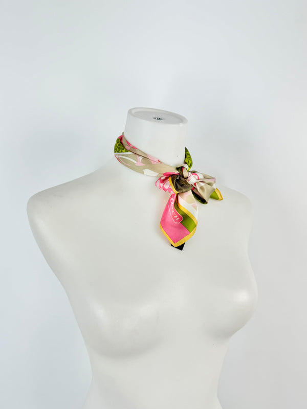 Coach Lime Green & Pink Monogram Scarf