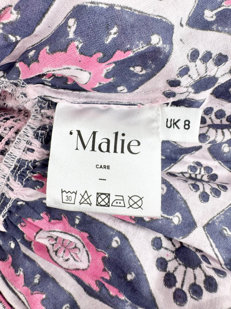 Malie Pink & Purple Patterned Peasant Blouse NWT - AU8/10