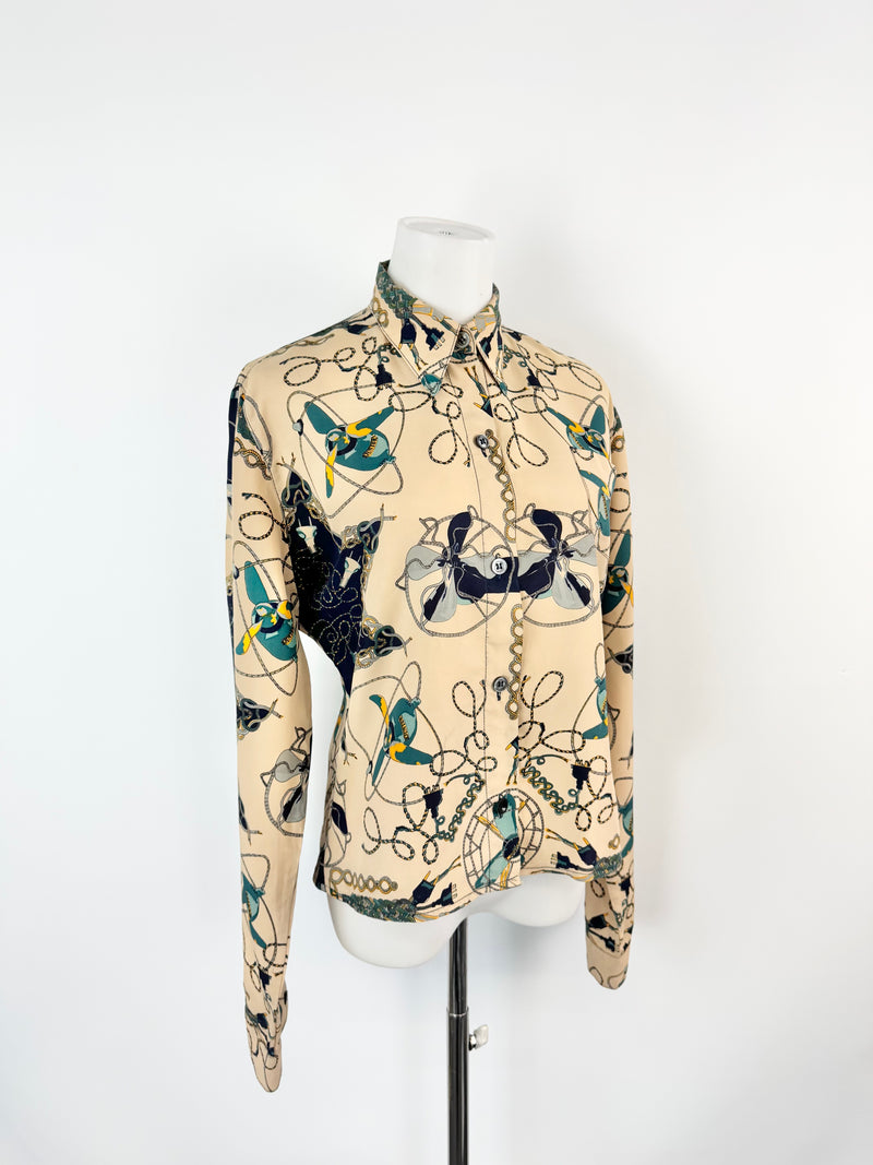 Vintage Junior Gautier Cream Button Up Blouse - AU8