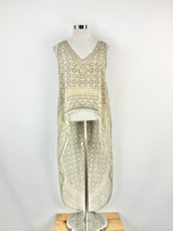 Camilla Blue & Grey Mosaic Pattern Silk Vest - AU12/14/15