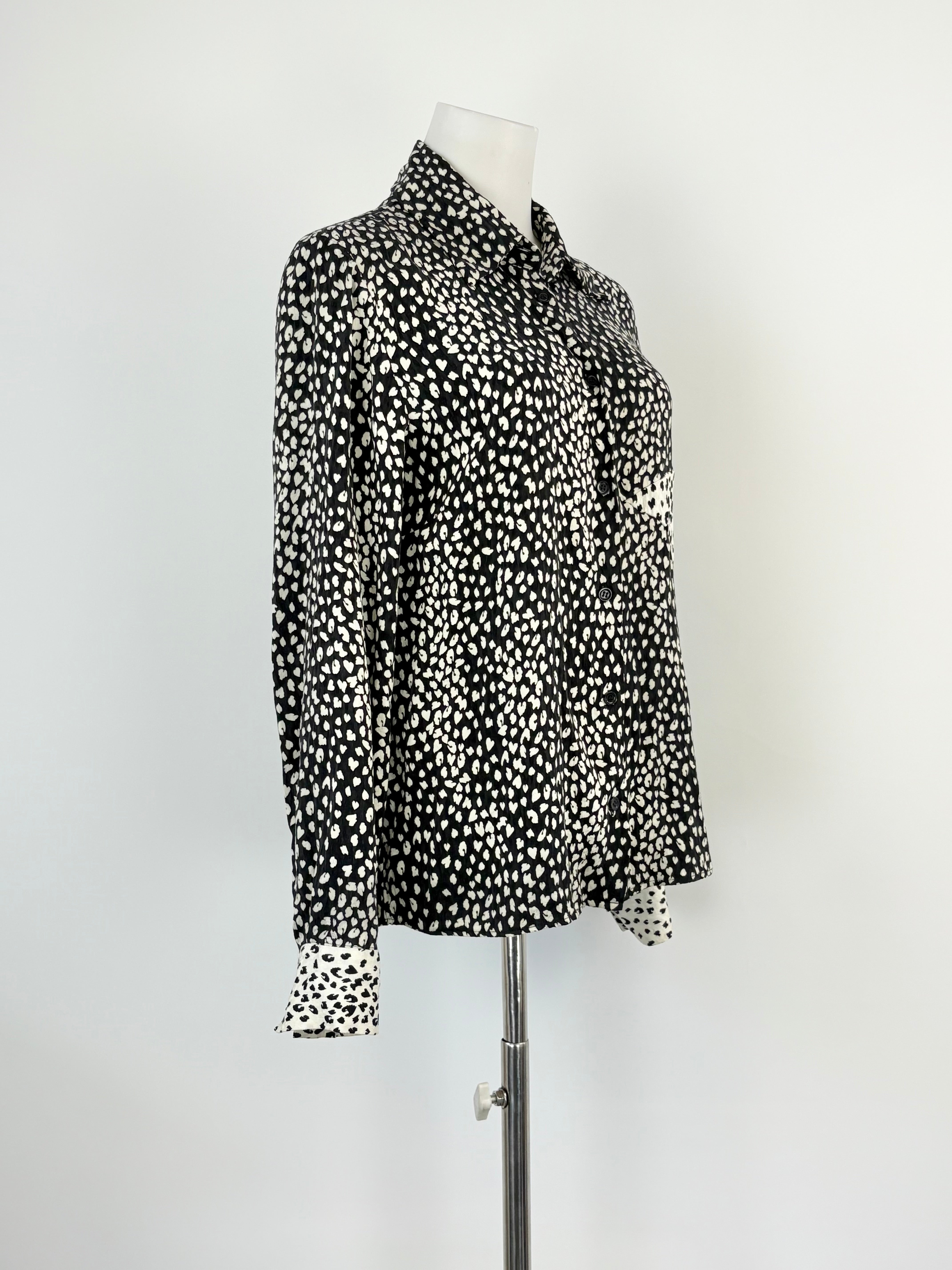 Maje Black & White Animal Print Long Sleeve Shirt - AU10