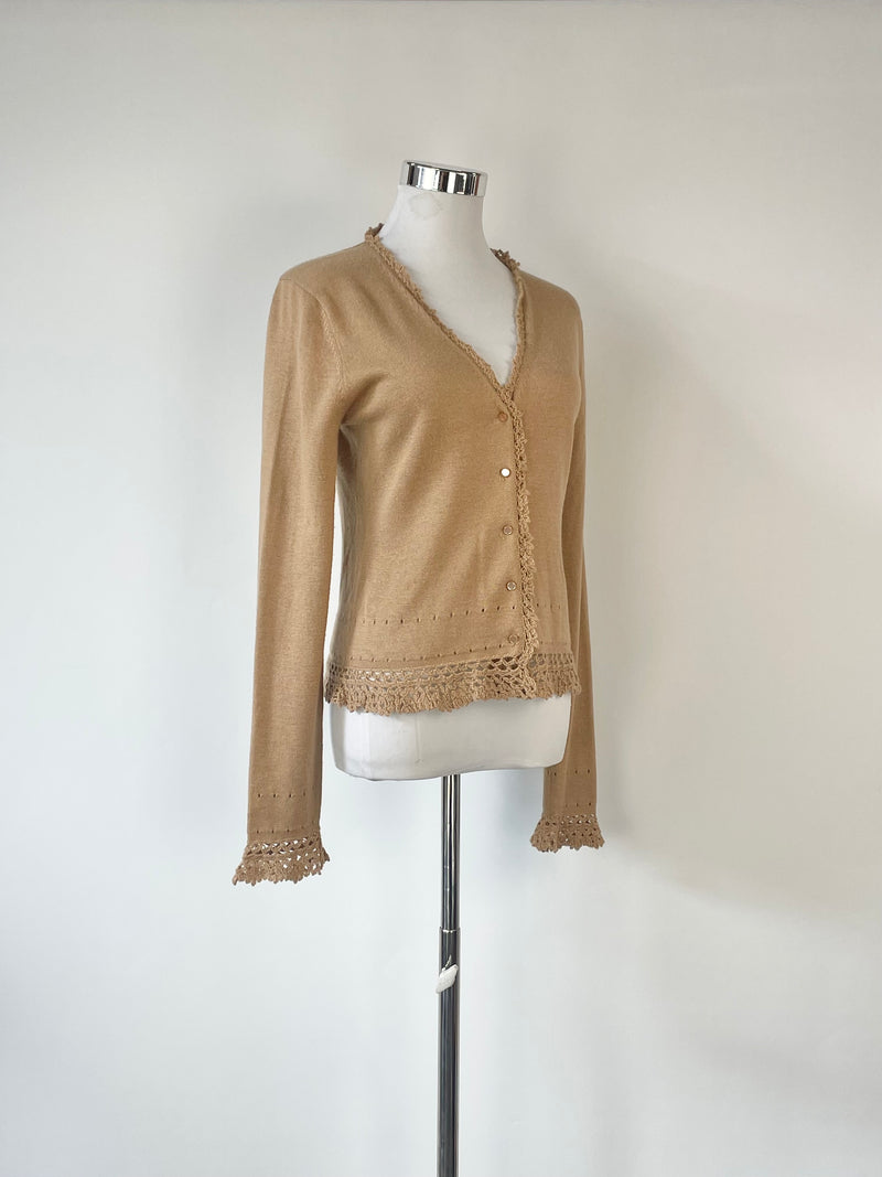 Collette Dinnigan Caramel Embroidered Detail Cardigan - S