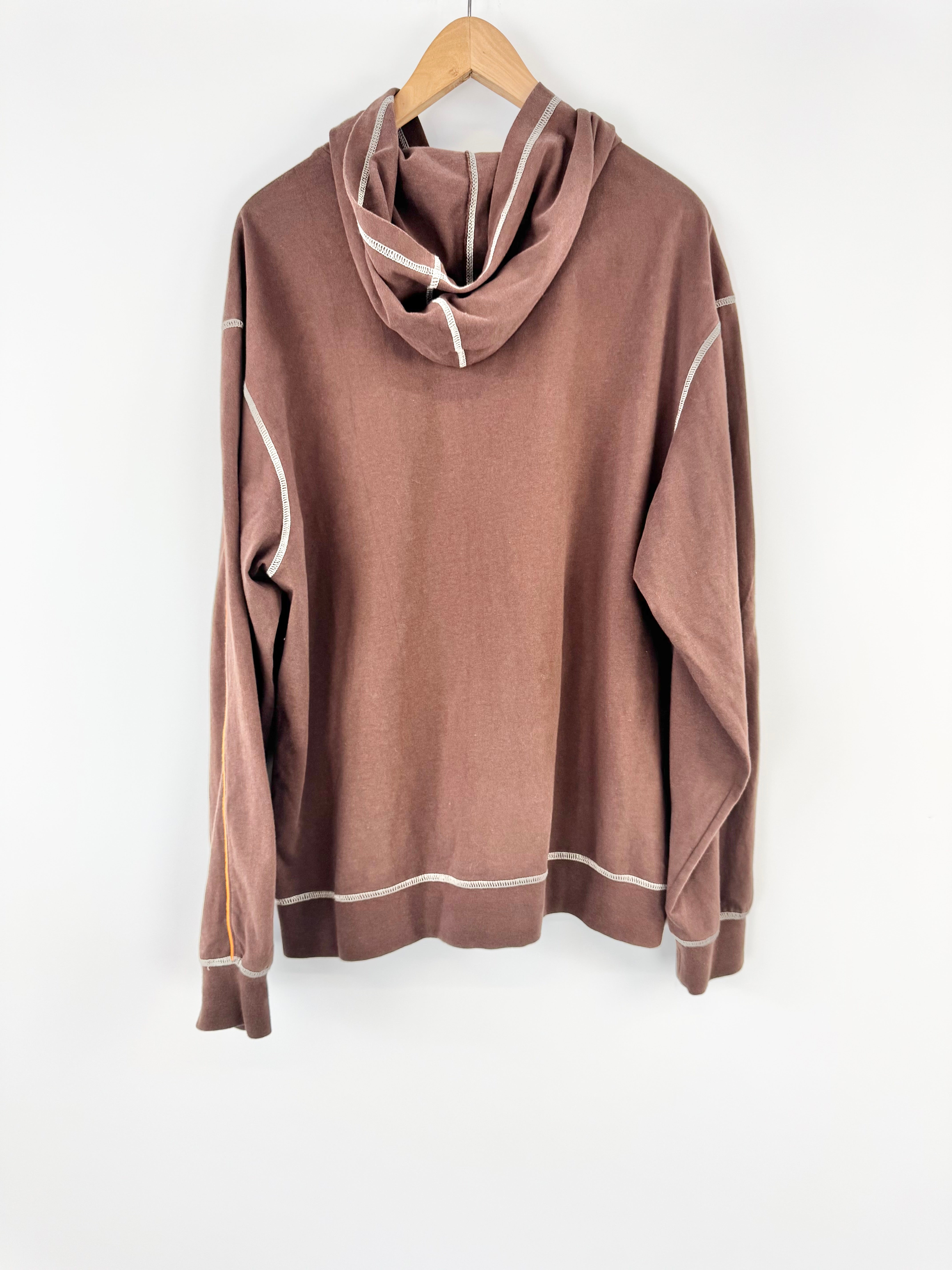 Kappa Brown Hooded Zippered Sweatshirt - XL