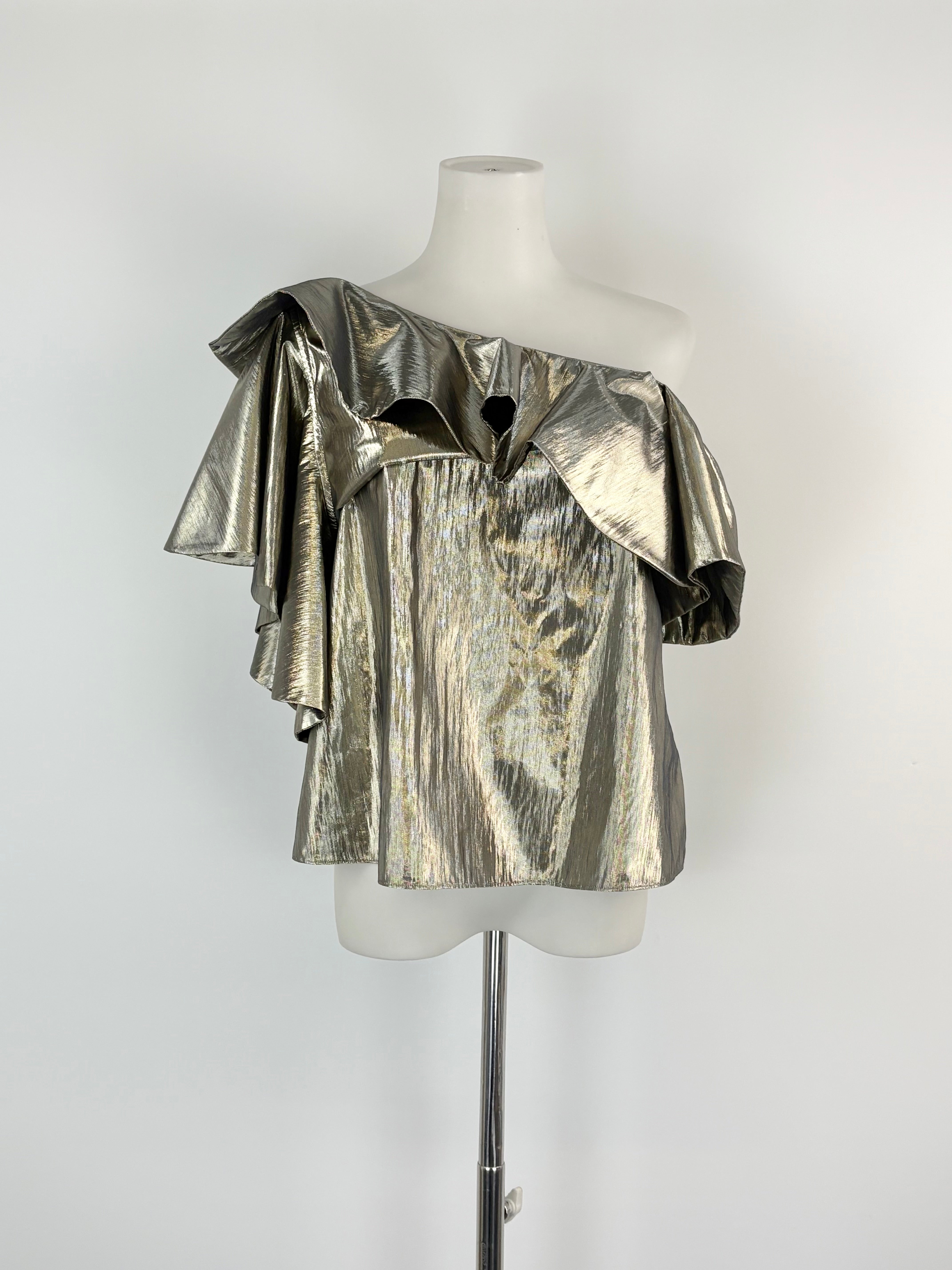Sass & Bide Metallic Gold 'Night At The Ritz' Off-Shoulder Top - AU8