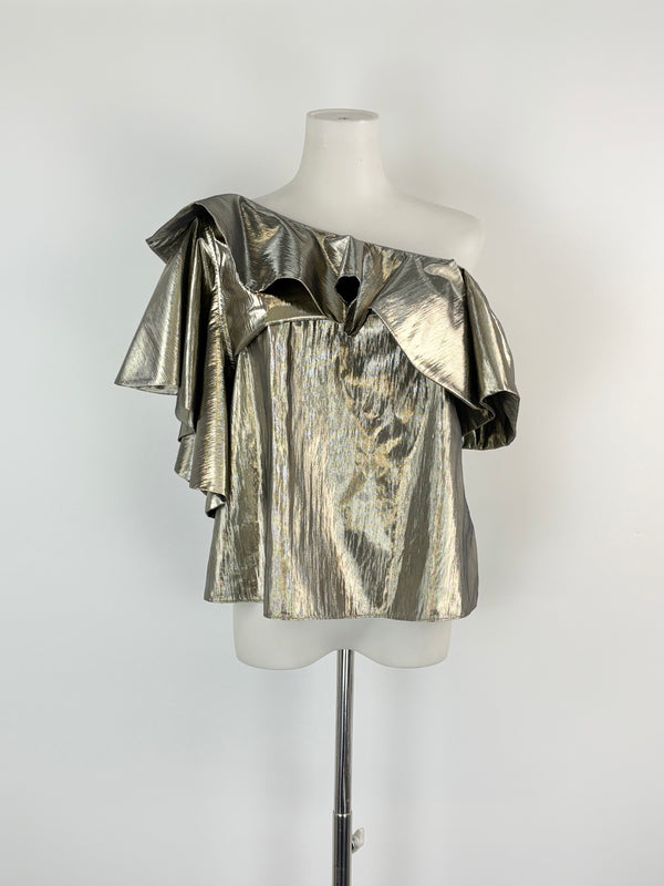 Sass & Bide Metallic Gold 'Night At The Ritz' Off-Shoulder Top - AU8