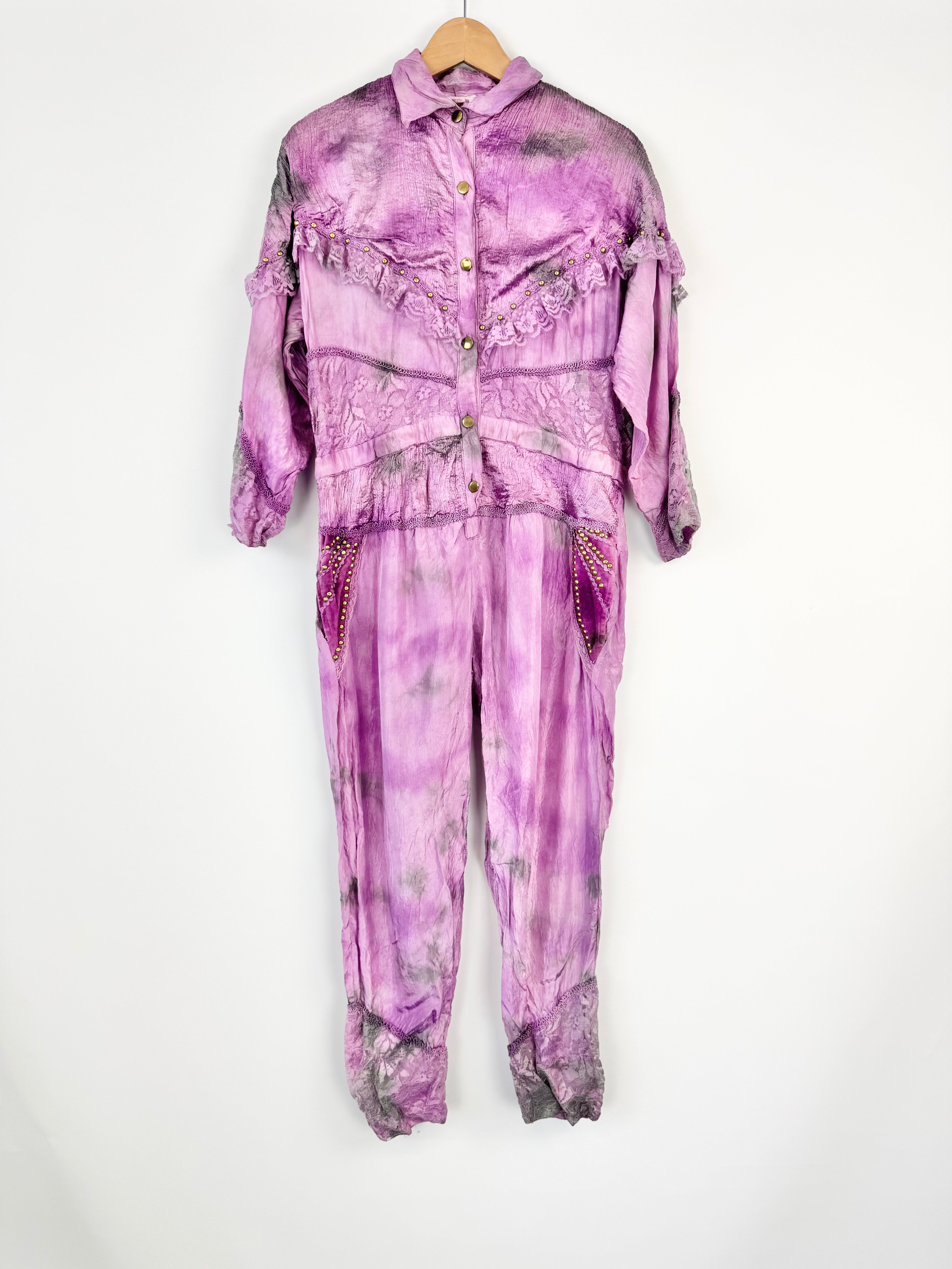 Vintage Purple & Grey Lace Embellished Jumpsuit - AU10