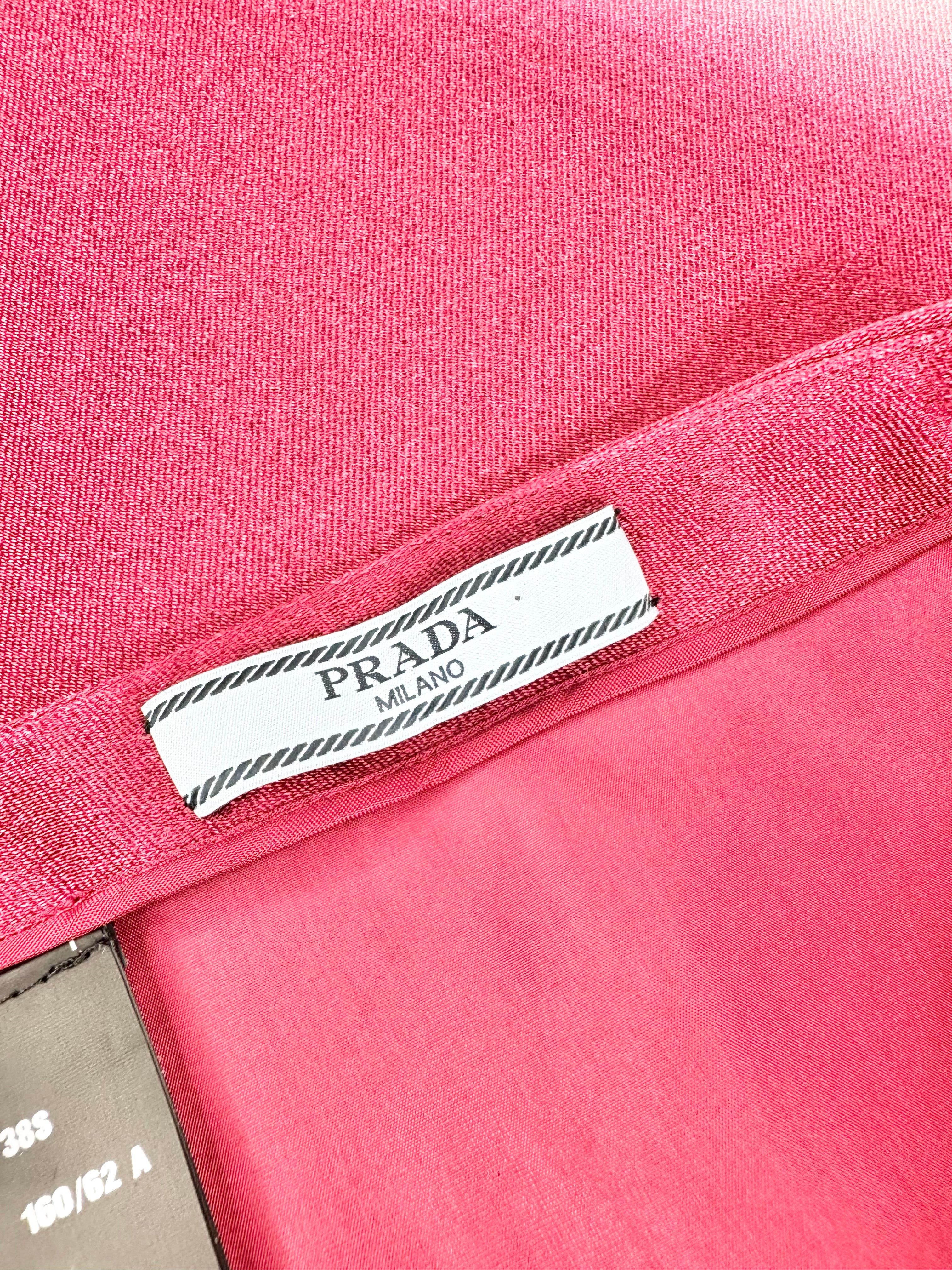 Prada 2012 Silk Blend Maroon & Yellow Pencil Skirt - AU8
