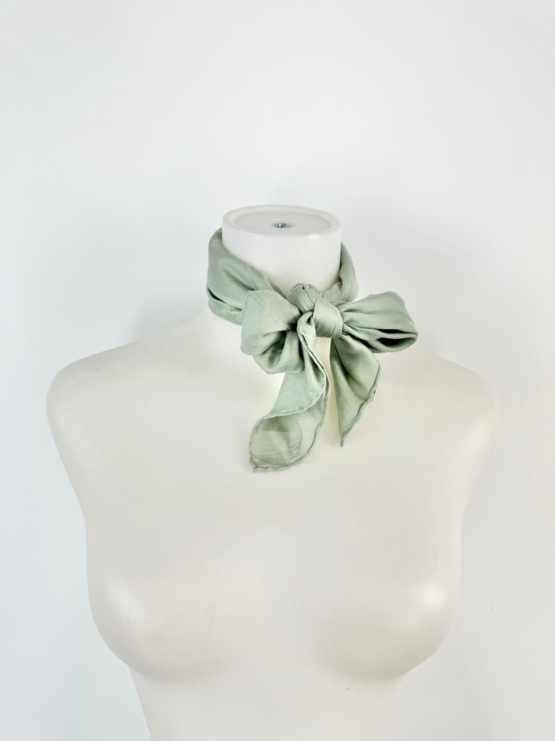 Vintage Jaeger Sage Green Silk Scarf