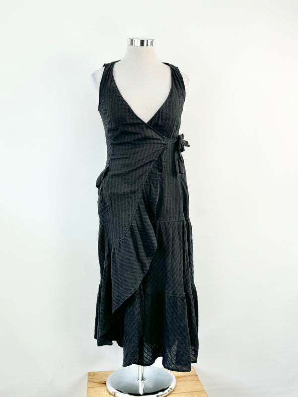 Max Mara Black Cotton Wrap Dress - AU10/12