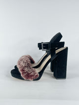 Mimco Black Velour 'Cuddle' Platform Heels - EU40