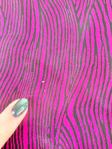 Vintage Dark Pink & Black Striped Silk Scarf