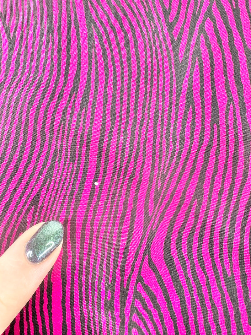 Vintage Dark Pink & Black Striped Silk Scarf