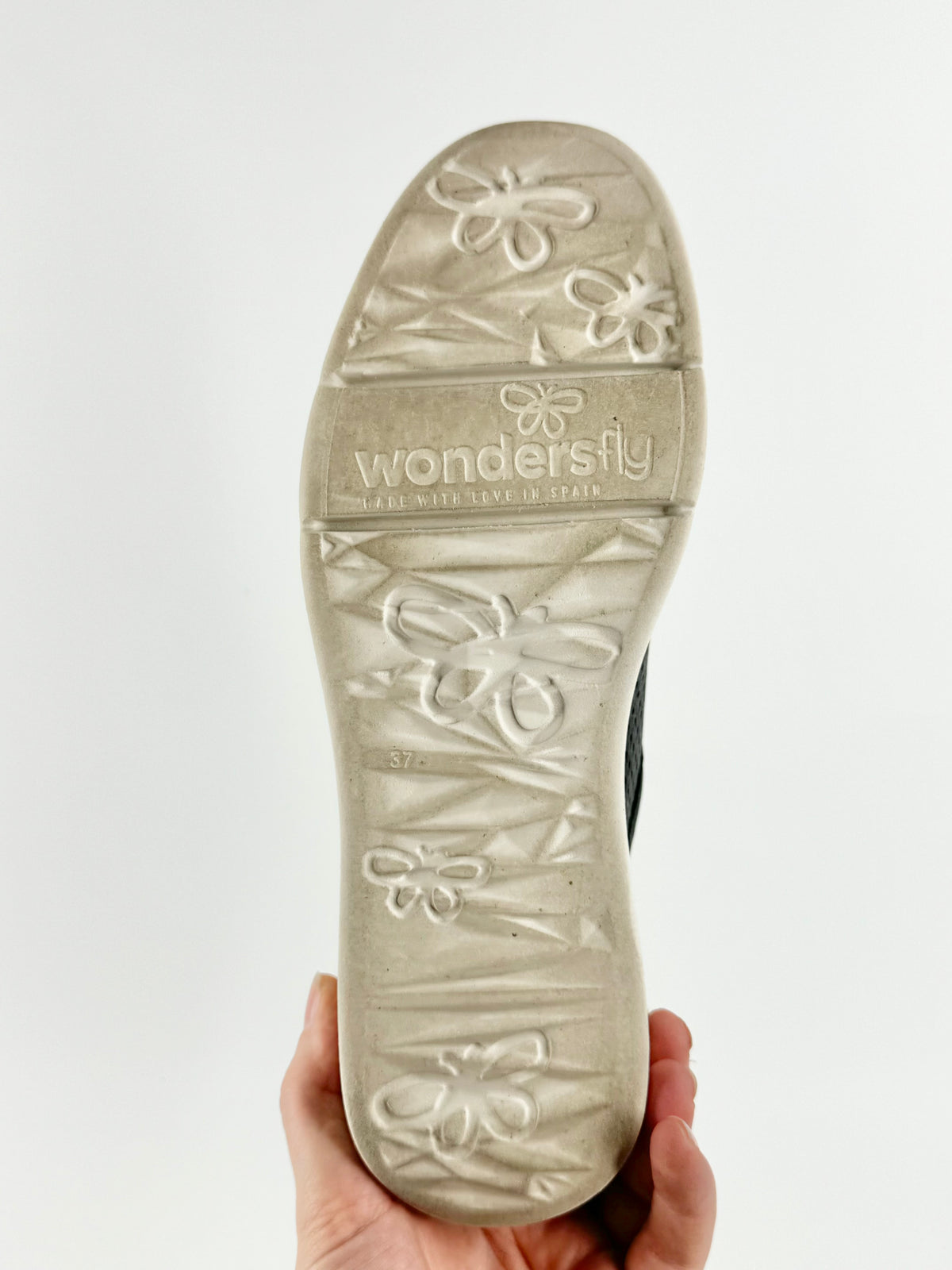 Wonders Fly Black Perforated Leather Lace Ups - EU37