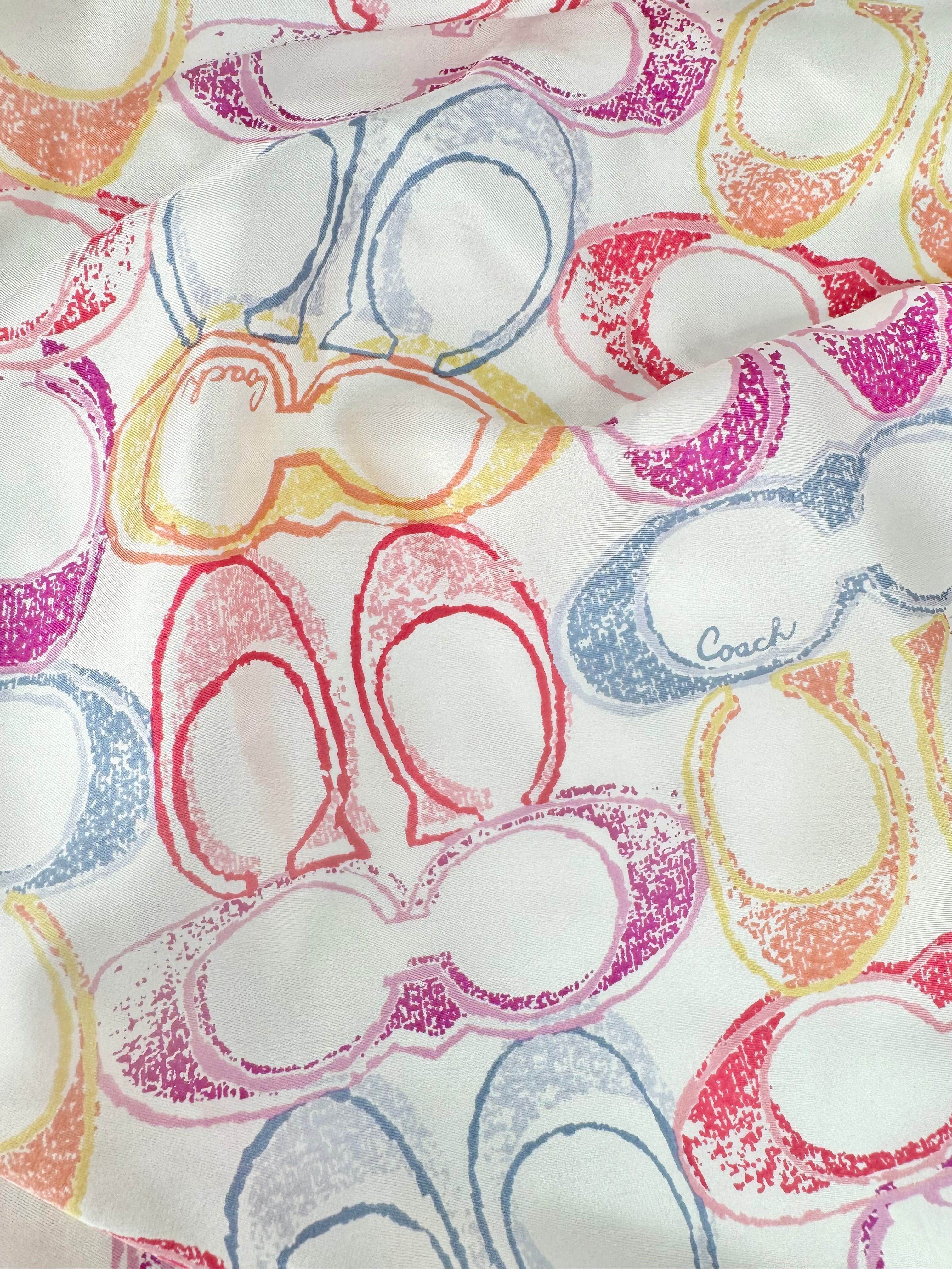 Coach Pink & Purple Coach Logo Silk Scarf