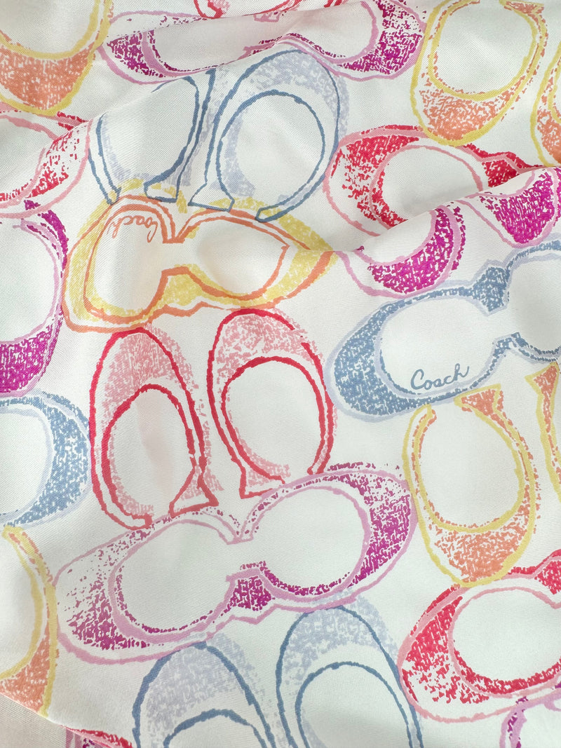Coach Pink & Purple Coach Logo Silk Scarf
