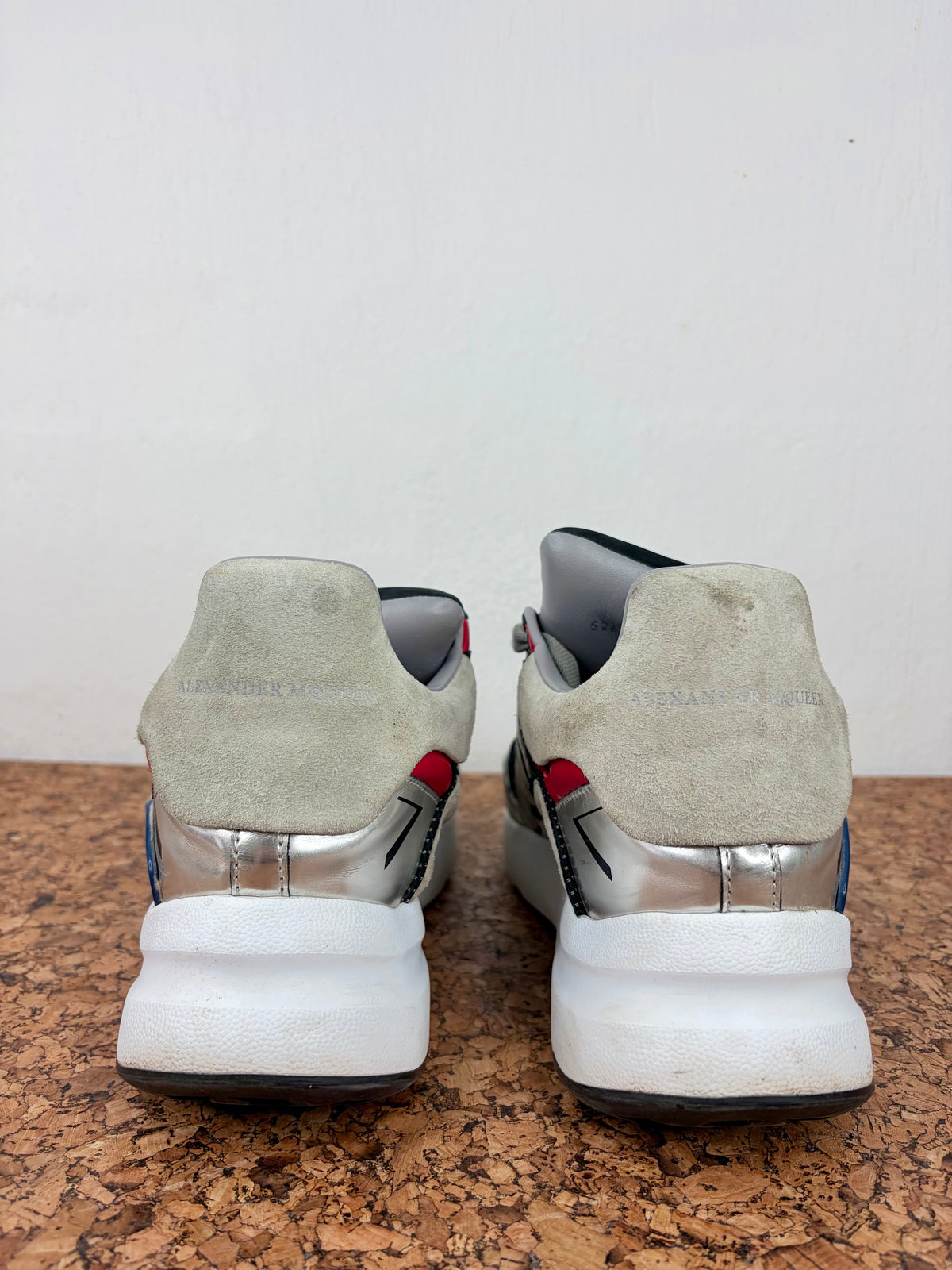 Alexander McQueen Oversized Patchwork Cocktail Silver Sneakers - EU42