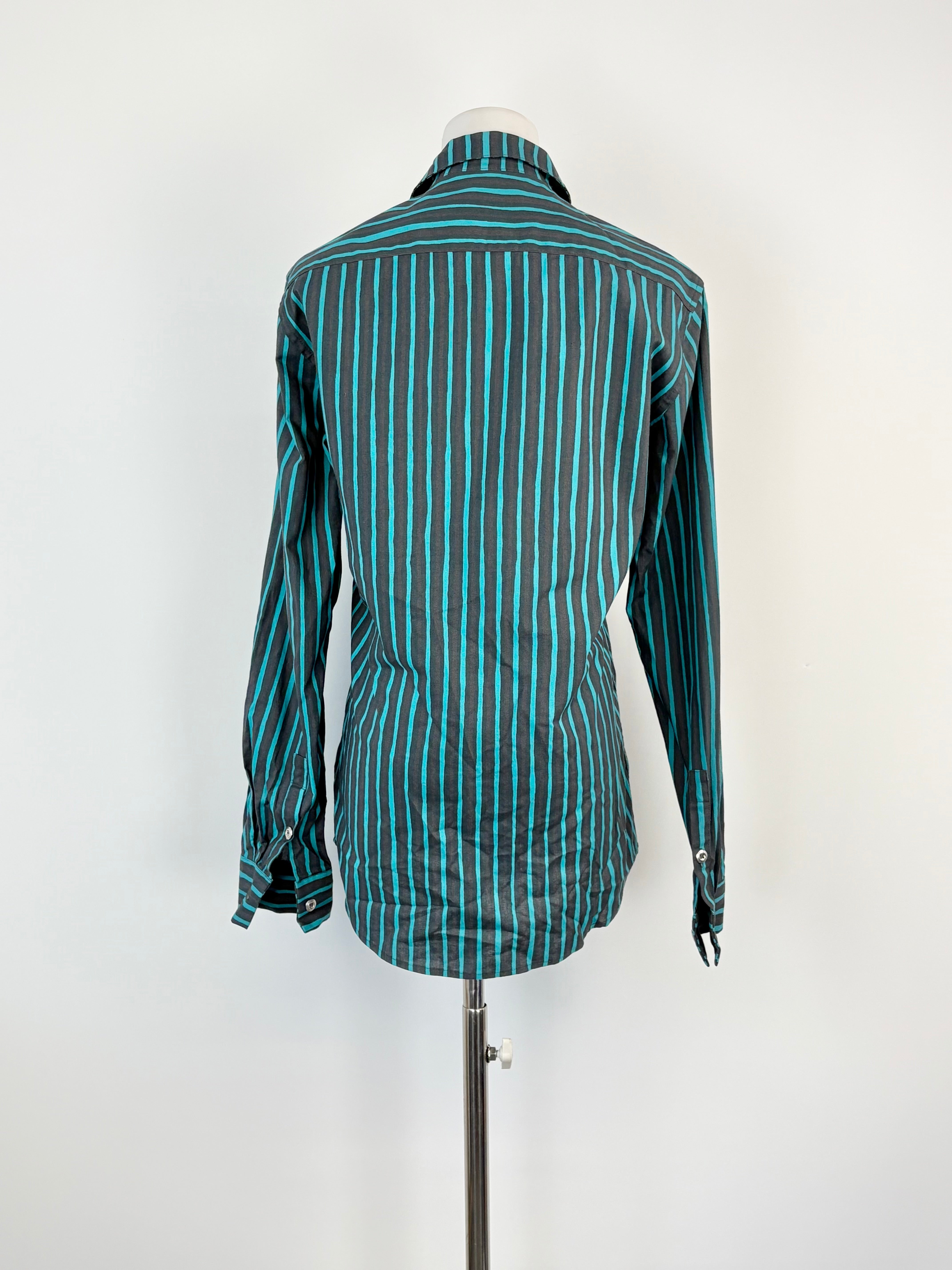 Marimekko Black & Turquoise Striped 'Jokamies' Shirt - AU8