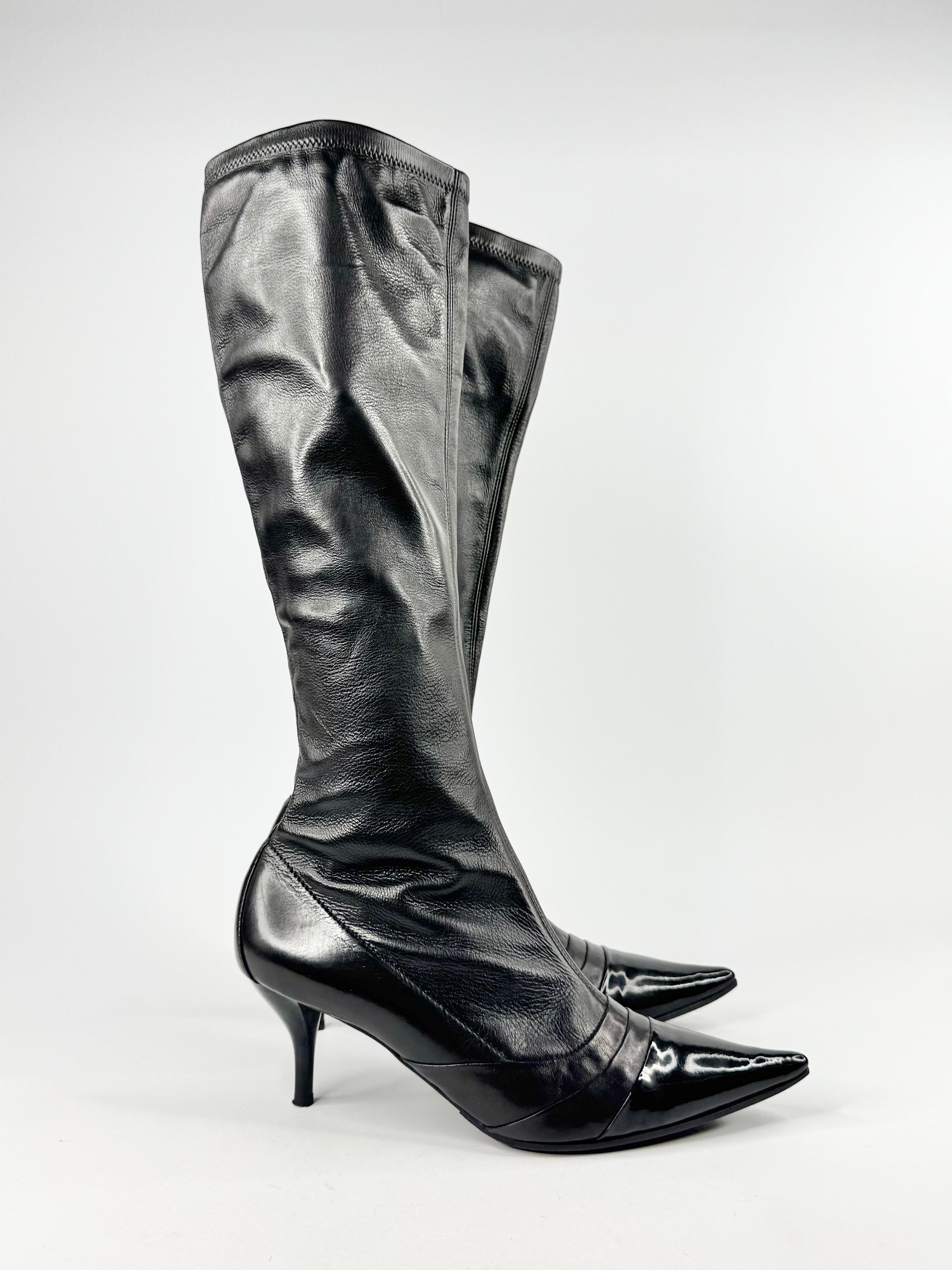 Vintage Kalliste Black Leather Calf Boots - EU40