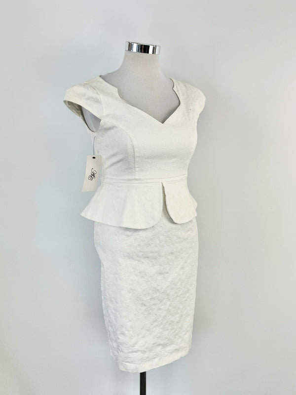 Anthea Crawford Soft Cream Peplum Dress NWT - AU12