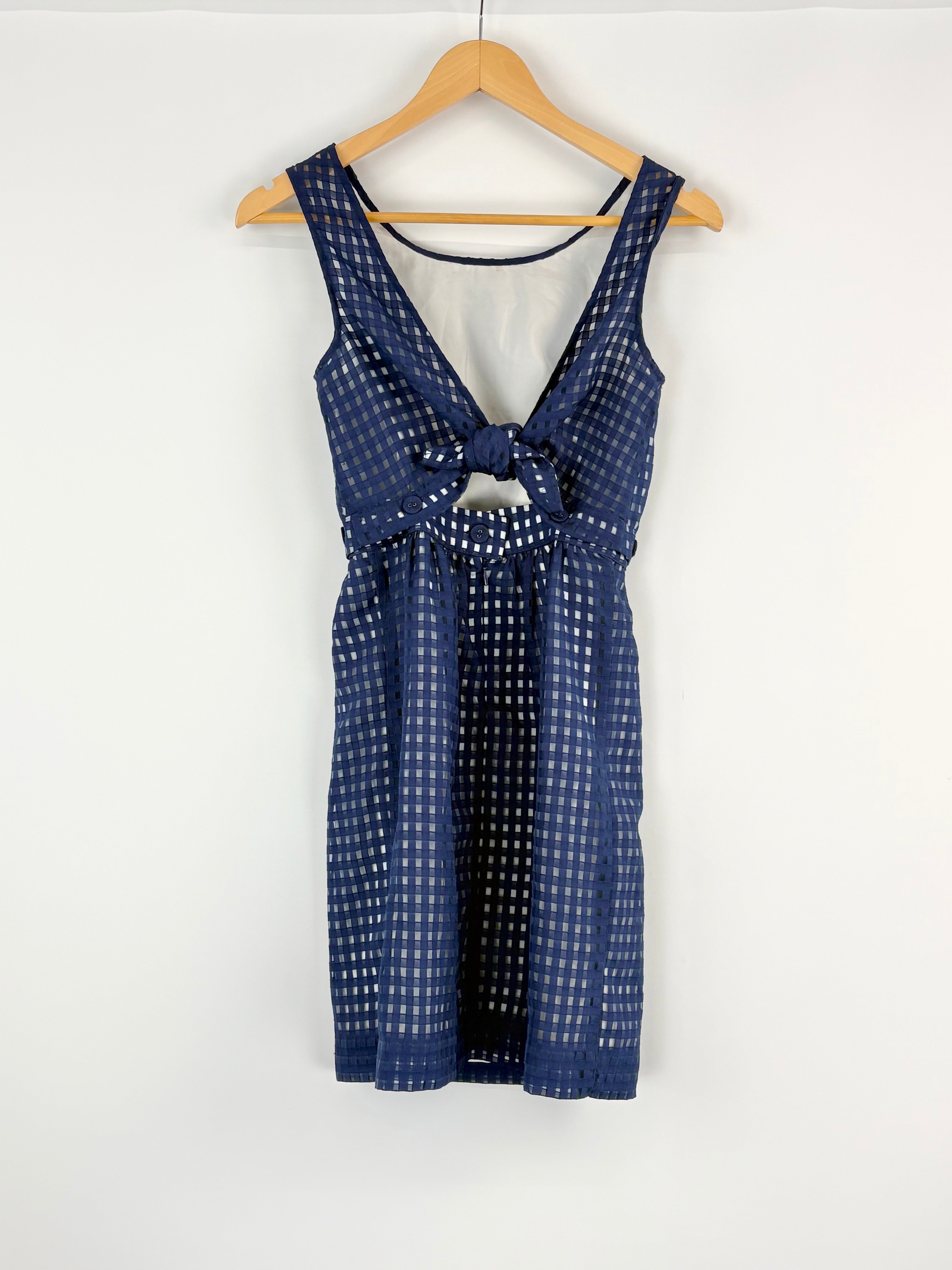 Marcs Navy Blue & White Lasercut Sheer Dress - AU6