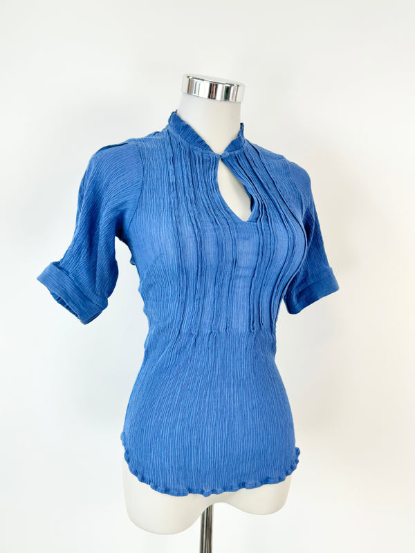 Sally Philips Silk & Cotton Blue Blouse - AU6