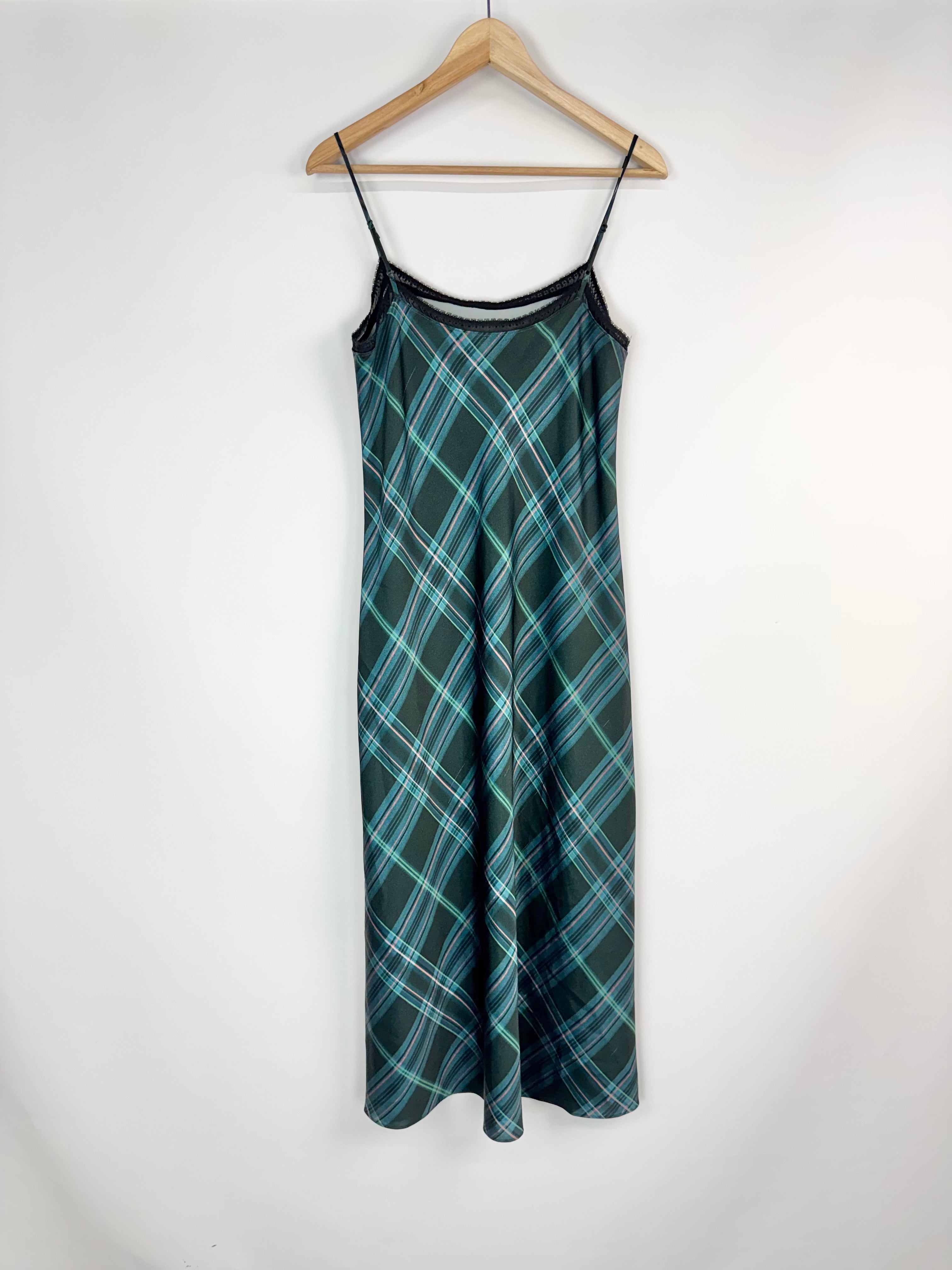 Vince Green Plaid Slip Dress - AU8/10