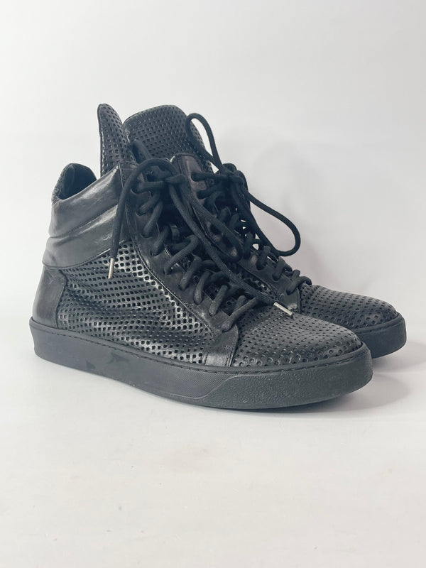 The Last Conspiracy Black Leather Perforated 'Faxi' Sneakers - EU44