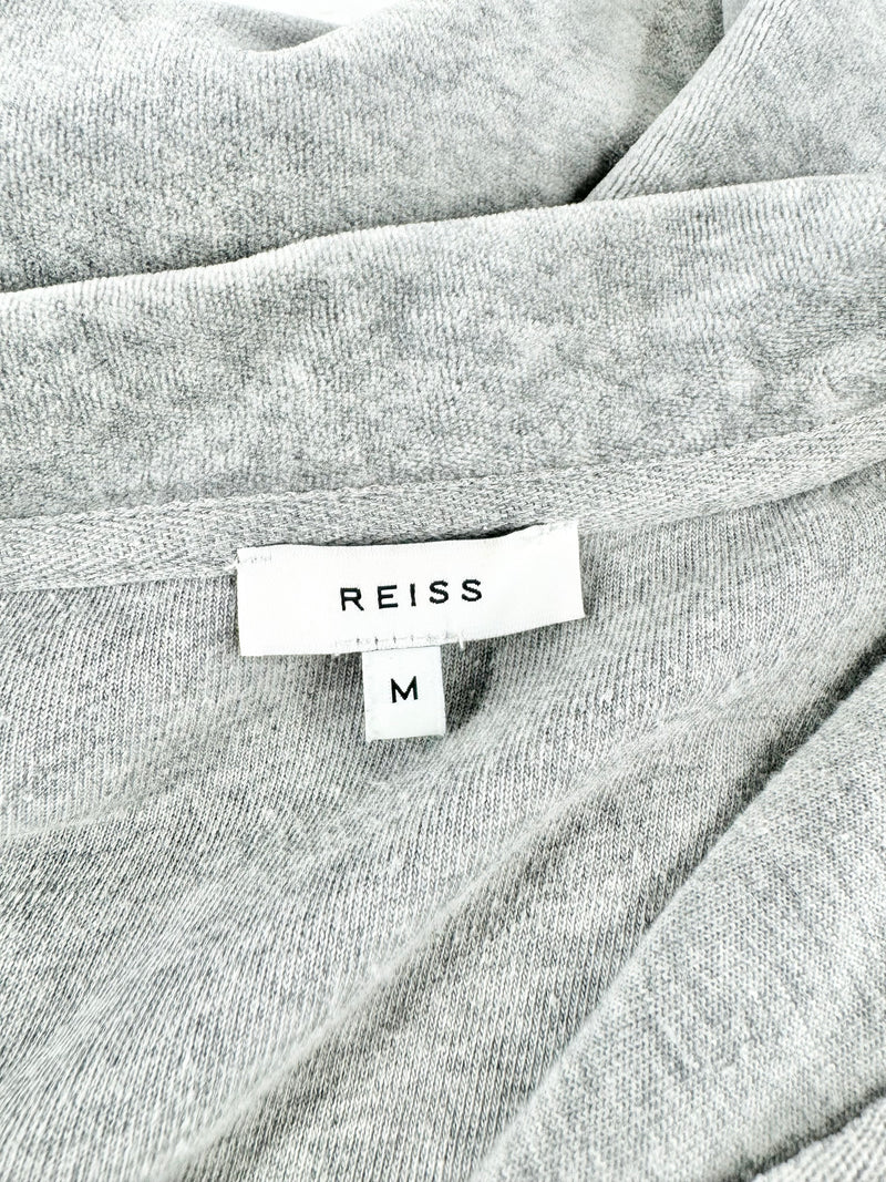 Reiss Grey Velveteen Quarter Zipper T-Shirt - M