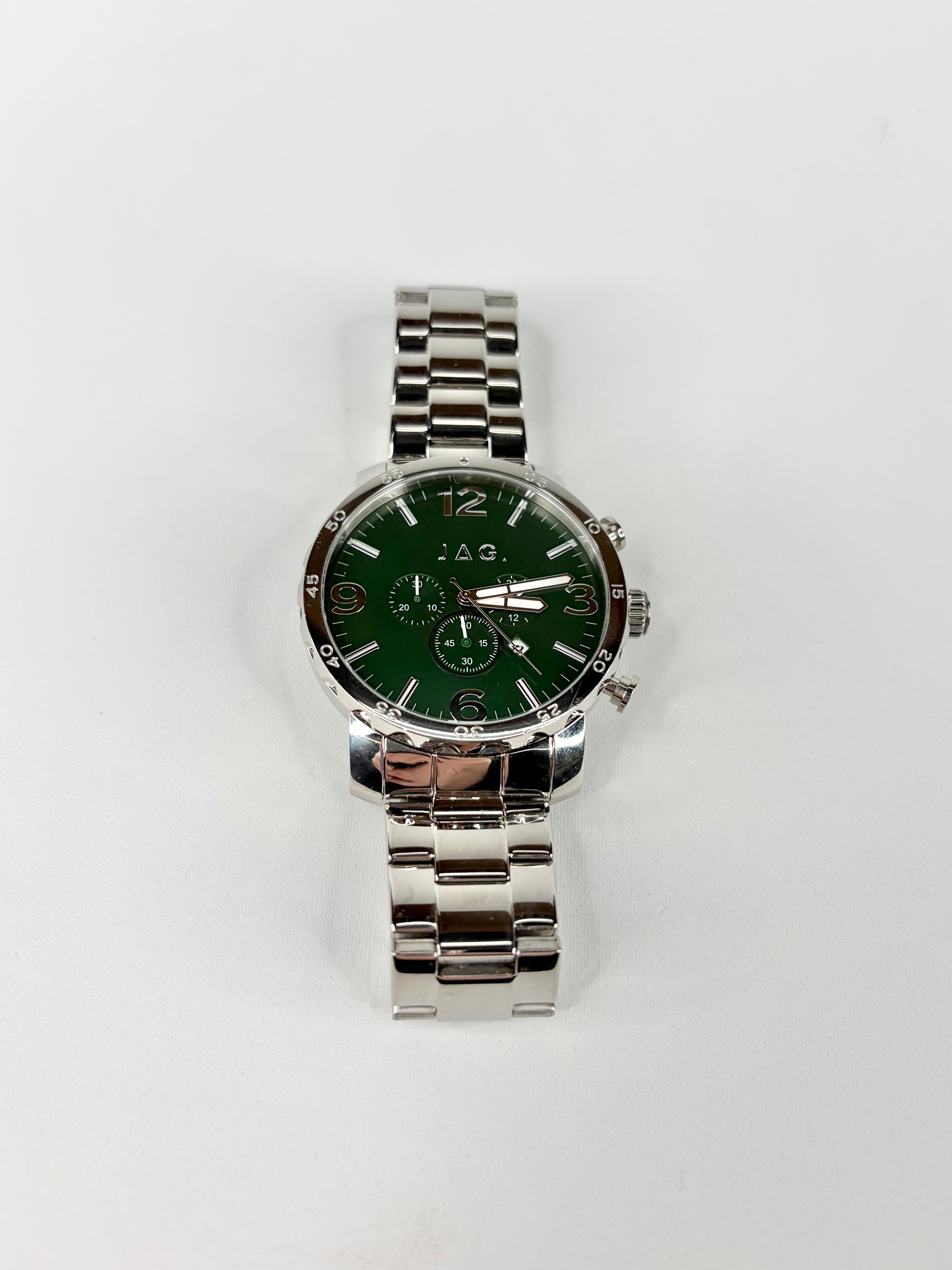 Jag Large Green Dial Chronograph Watch